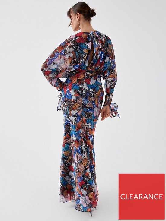stillFront image of coast-julie-kuyath-butterfly-print-batwing-fishtail-skirt-maxi-dre