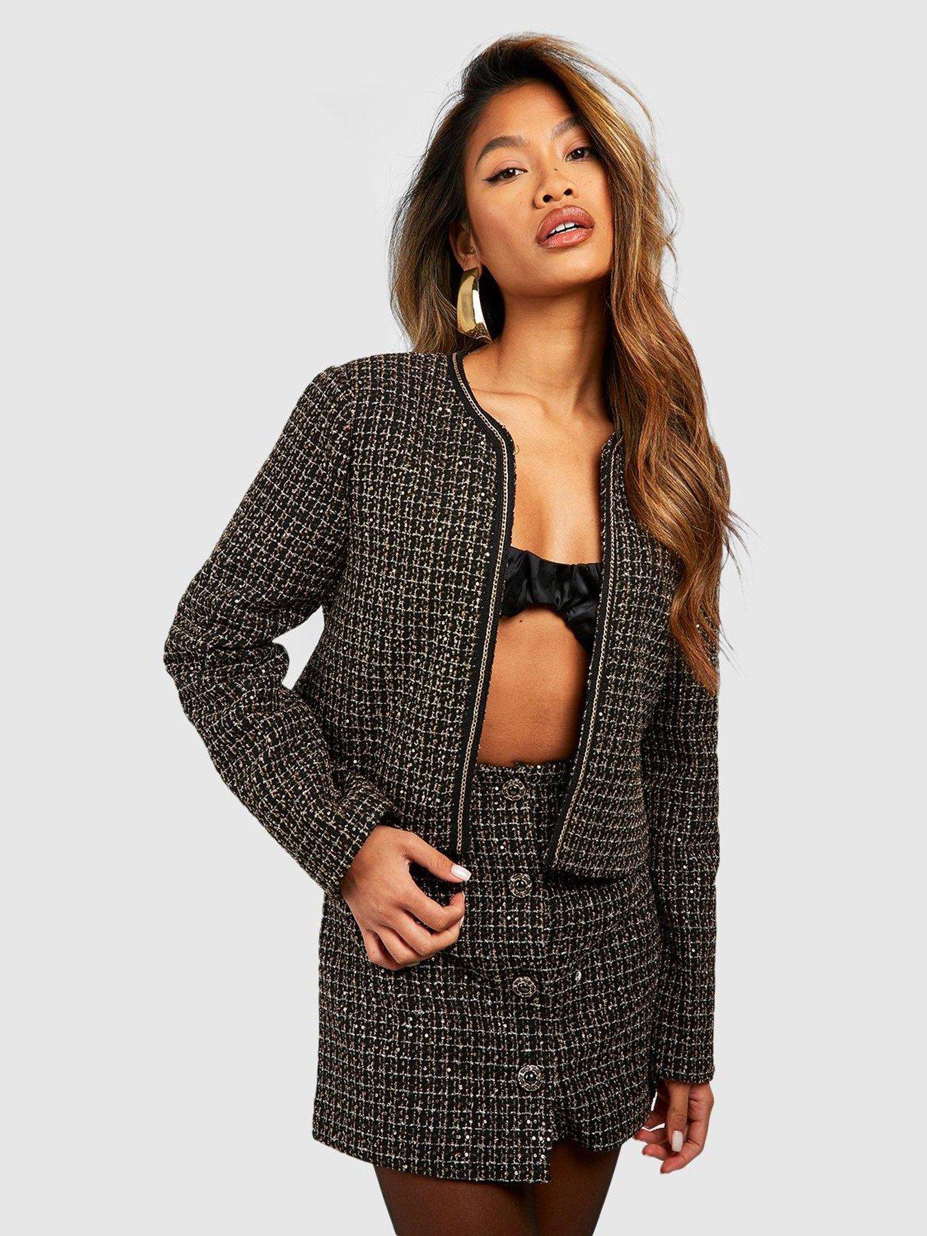 Boohoo tweed clearance jacket