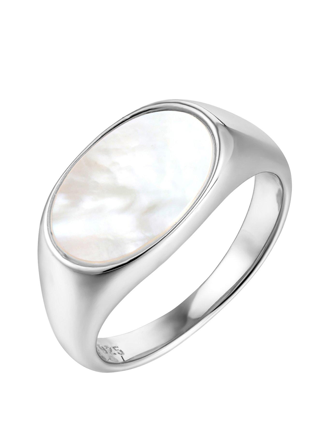 Product photograph of Seol Gold Mother Of Pearl Signet Ring from very.co.uk