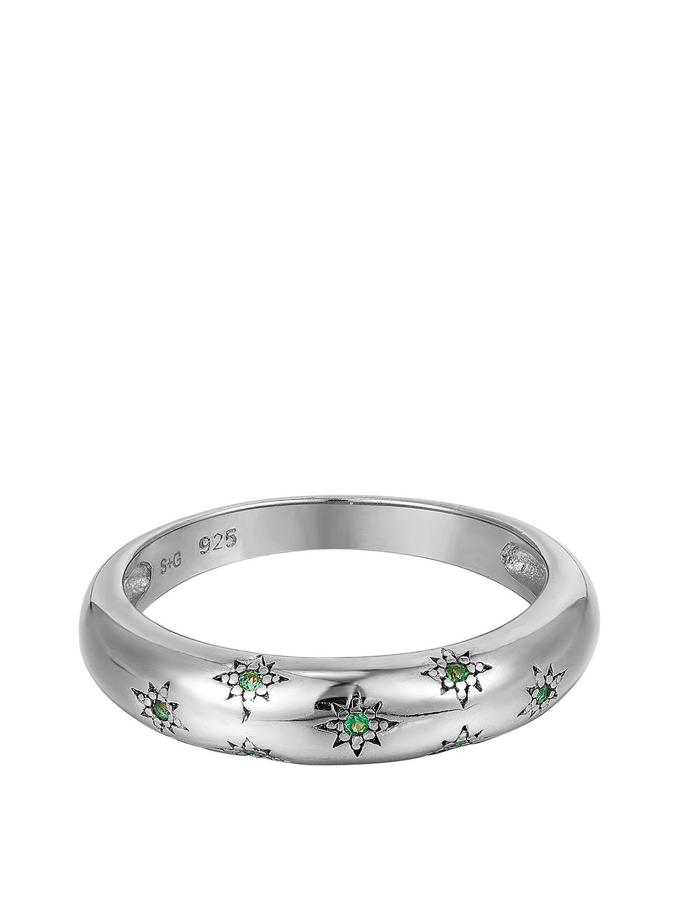 Product photograph of Seol Gold Starry Emerald Cz Ring from very.co.uk