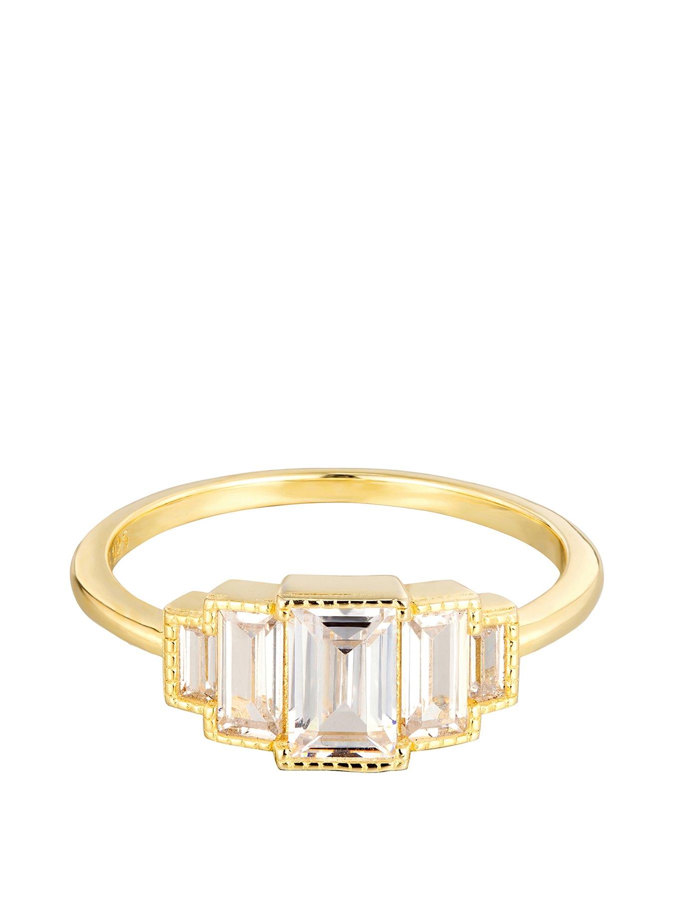 Product photograph of Seol Gold Baguette Cz Cluster Ring from very.co.uk