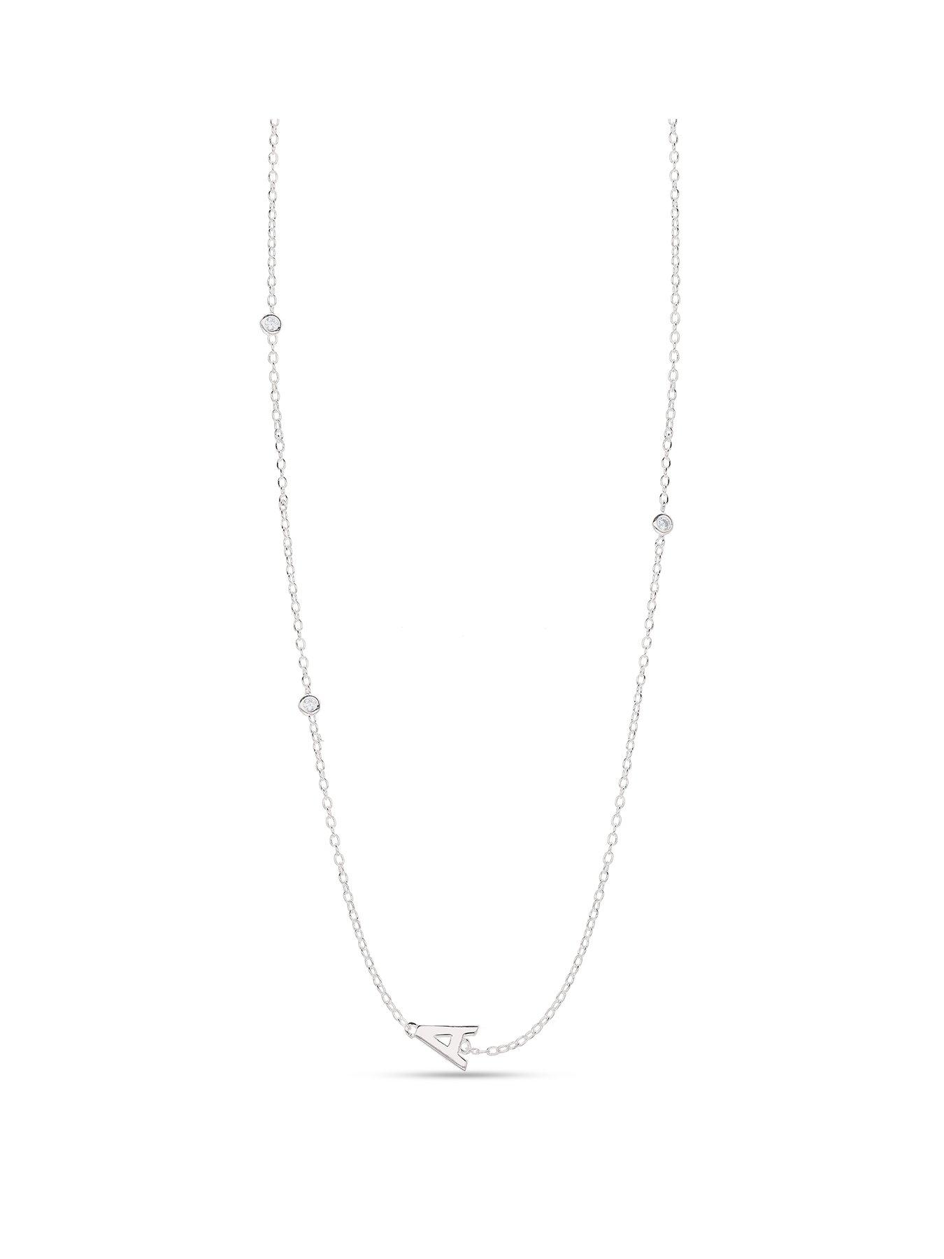 Product photograph of The Love Silver Collection Sterling Silver Cubic Zirconia Initial Necklace from very.co.uk