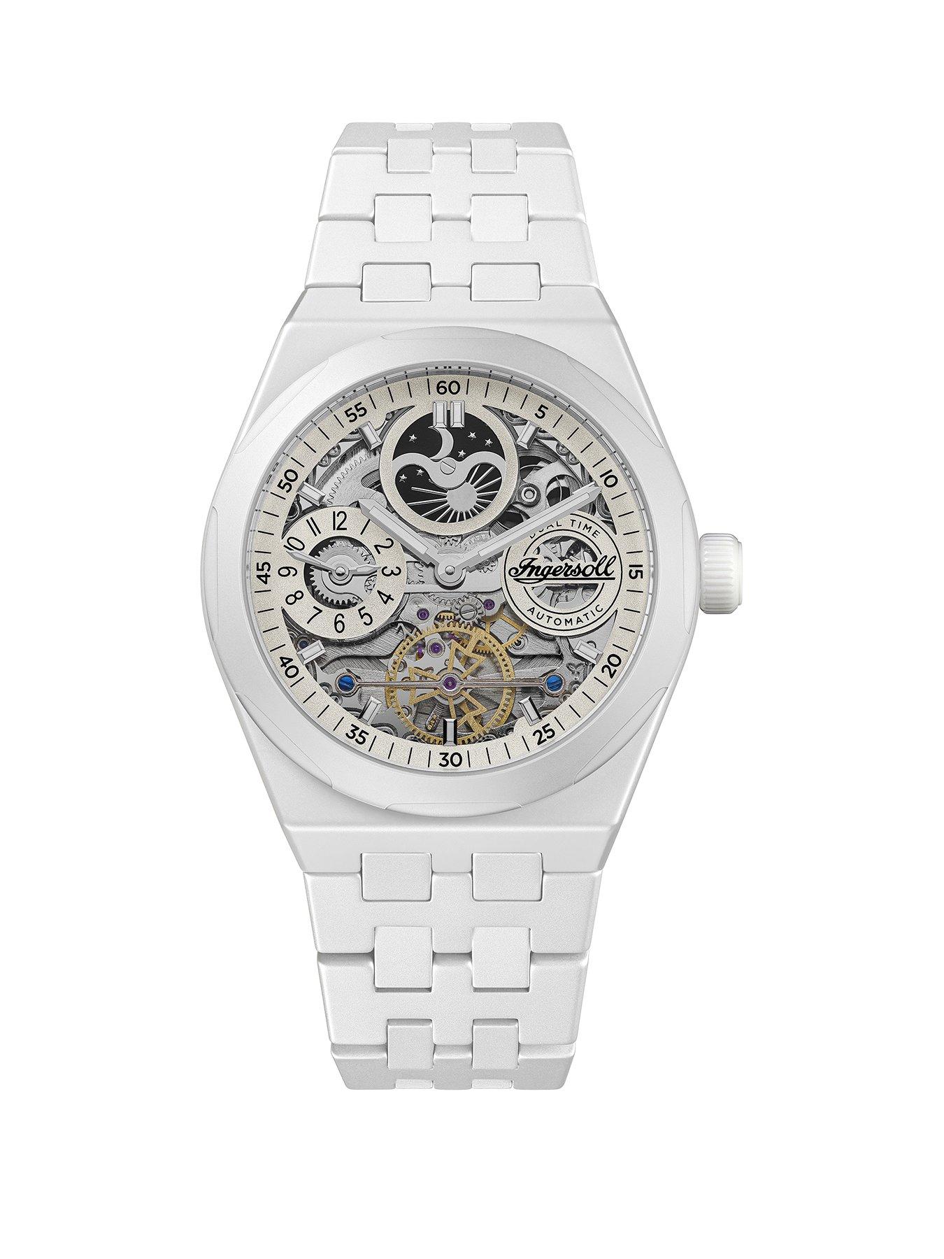 undefined 1892 The Broadway Automatic Mens Watch with White Dial and White Ceramic Bracelet - I15103