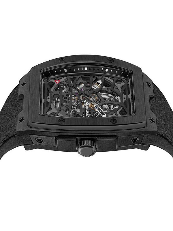1892 The Challenger Automatic Mens Watch with Black Dial and Black  PU/Alcantara Strap - I12307
