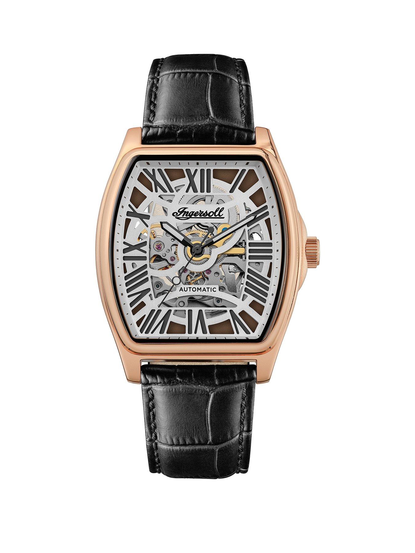 Ingersoll 1892 The Herald Rose Gold and Grey Skeleton Dial Brown