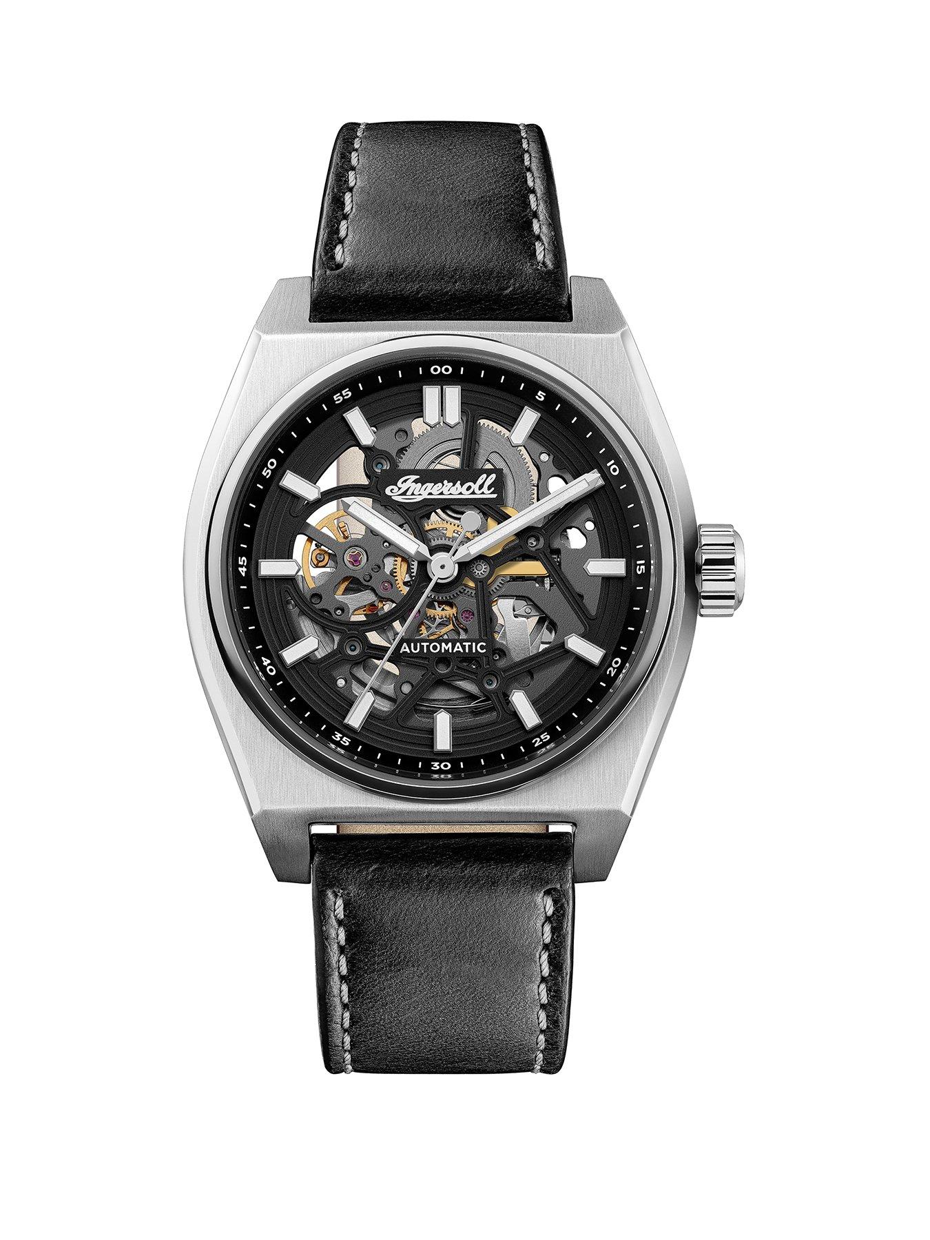 Product photograph of Ingersoll 1892 The Vert Automatic Mens Watch With Black Dial And Black Leather Strap - I14301 from very.co.uk