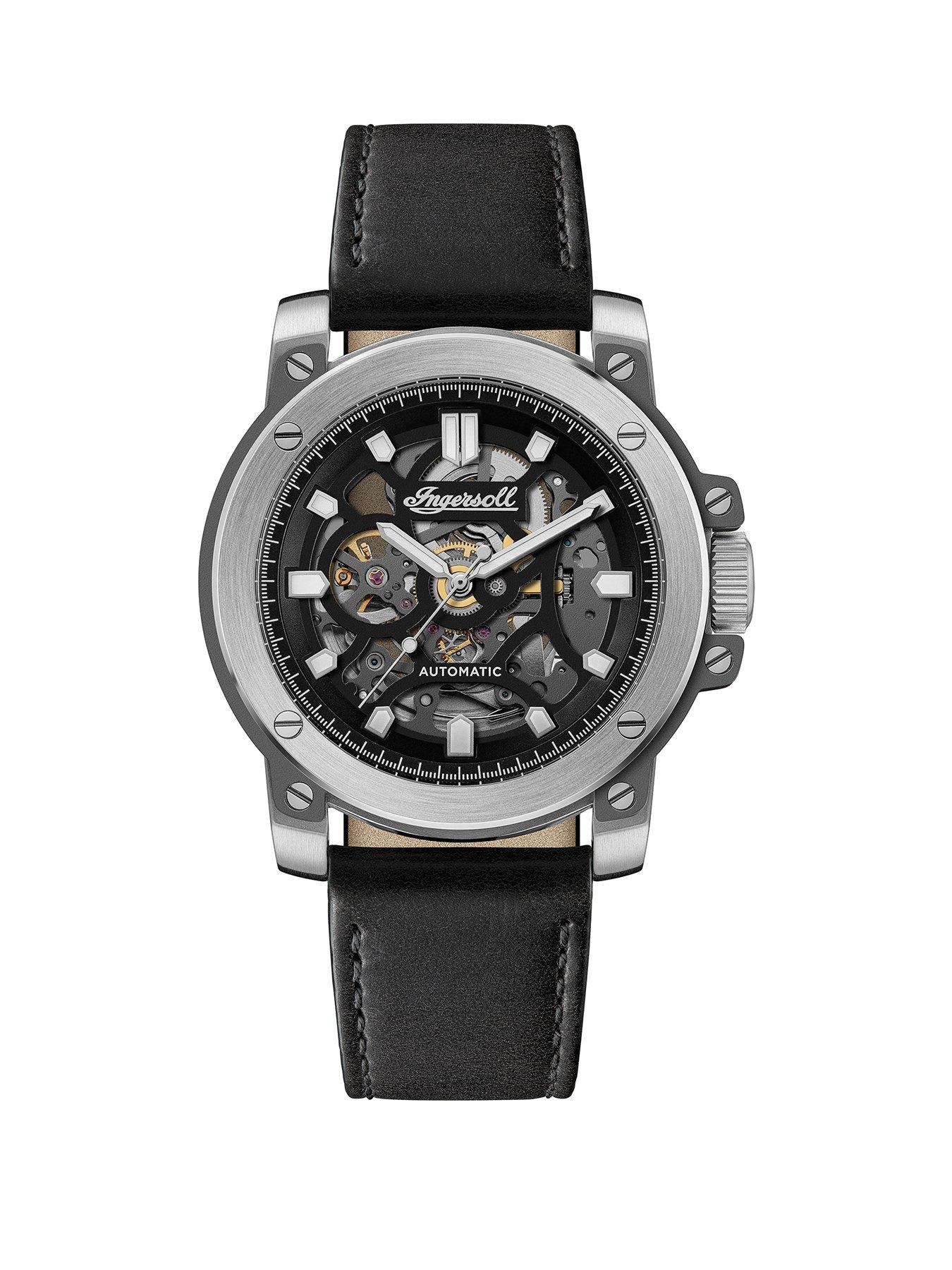 Ingersoll 1892 The Freestyle Automatic Mens Watch with Black Dial and Black Horween Leather Strap I14401 Very