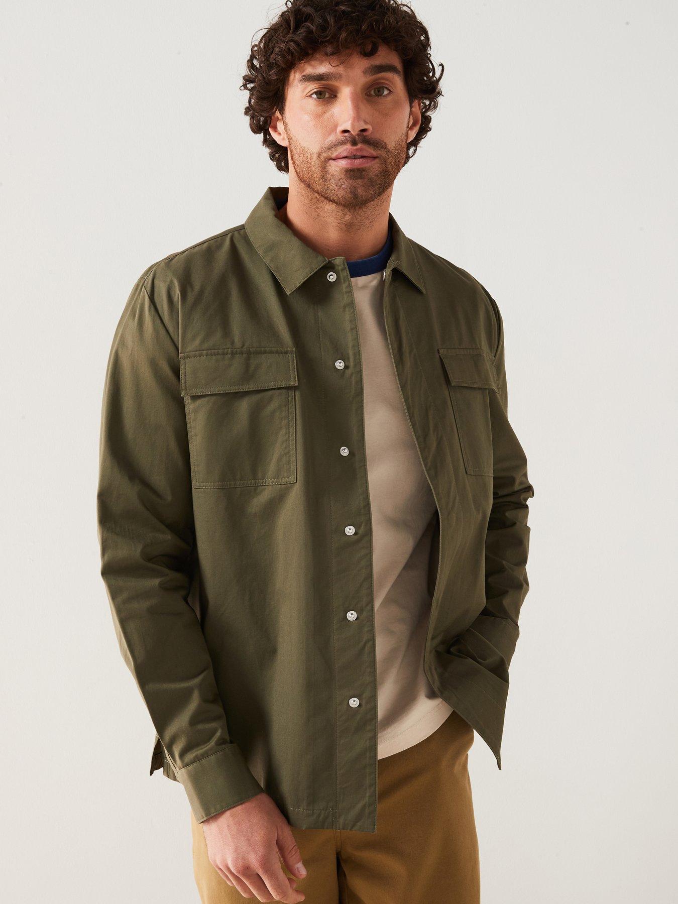 Farah Kelly Long Sleeve Pocket Overshirt - Green | Very.co.uk