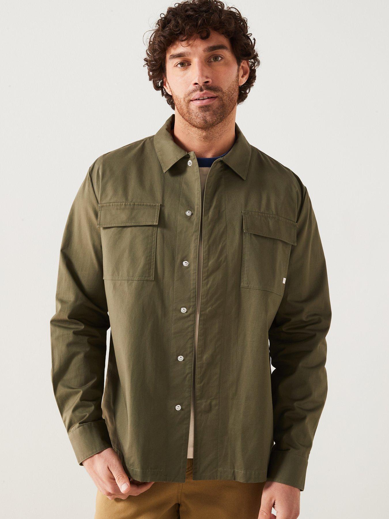 Farah Kelly Long Sleeve Pocket Overshirt - Green | Very.co.uk