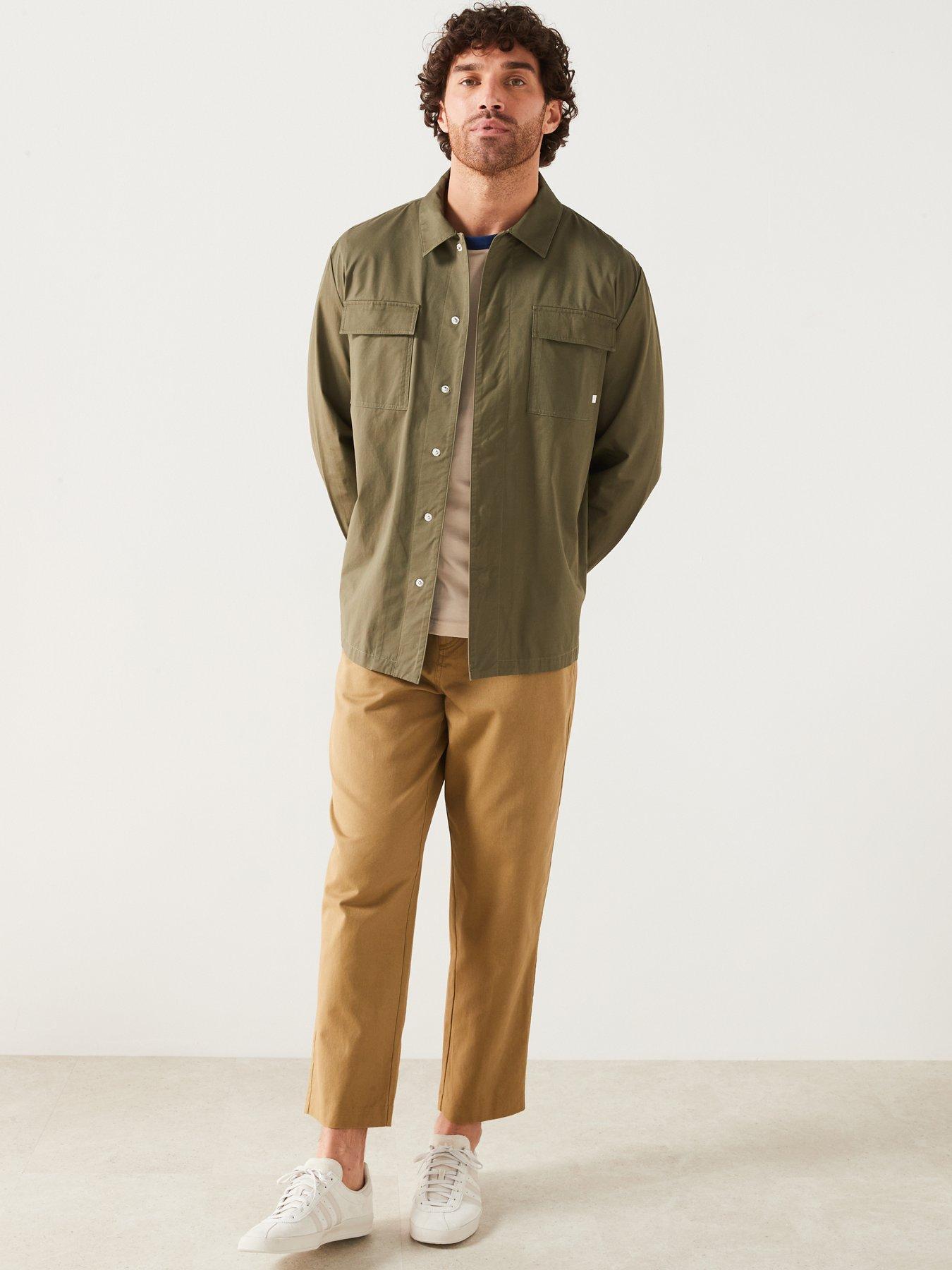 Farah Kelly Long Sleeve Pocket Overshirt - Green | Very.co.uk