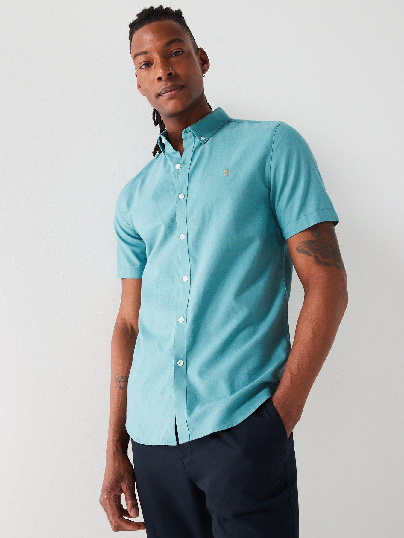 Farah Brewer Short Sleeve Slim Fit Shirt - Green | Very.co.uk