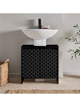 Product photograph of Lloyd Pascal Prisim Underbasin Storage Unit With Internal Shelf - Black from very.co.uk