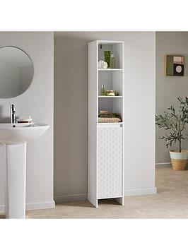 Product photograph of Lloyd Pascal Prisim Tallboy With Open Shelves And Base Cupboard - White from very.co.uk