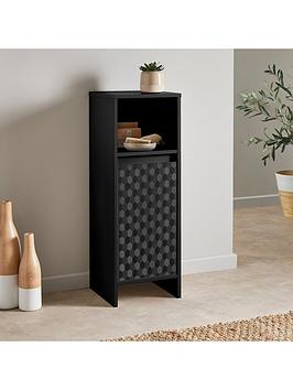 Product photograph of Lloyd Pascal Prisim Single Door Floor Cabinet With Open Shelf - Black from very.co.uk