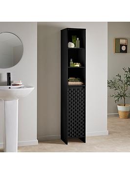 Product photograph of Lloyd Pascal Prisim Tallboy With Open Shelves And Base Cupboard - Black from very.co.uk