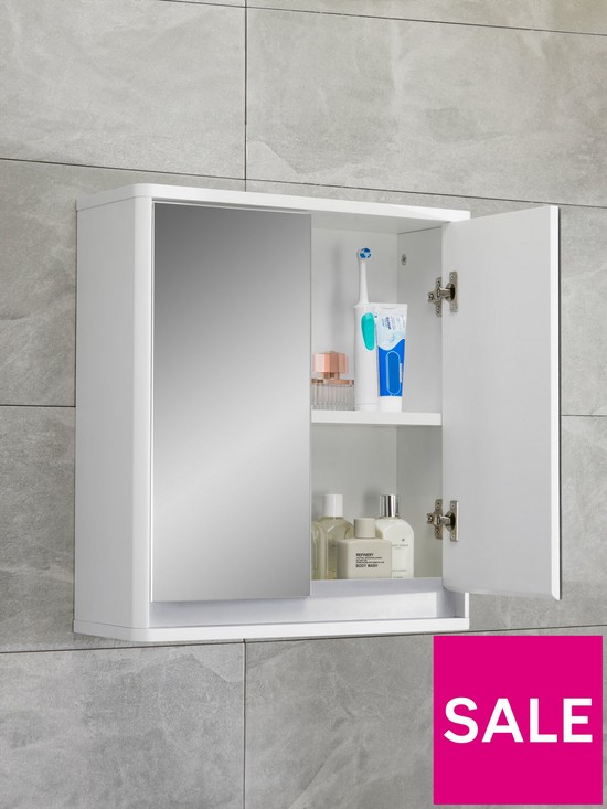 front image of lloyd-pascal-ciara-mirrored-wall-cabinet--white