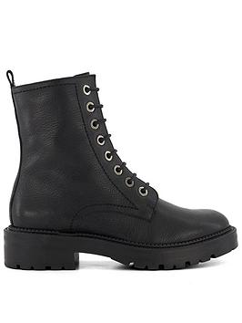 dune london press leather cleated hiker boot - black