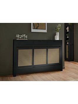 Product photograph of Lloyd Pascal Caspian Black Large Radiator Cover With 3 Drawers from very.co.uk