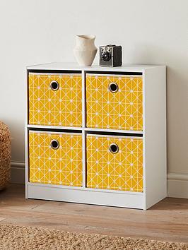 Product photograph of Lloyd Pascal Cubes 4 Storage Unit With Diamond Printed Drawers from very.co.uk