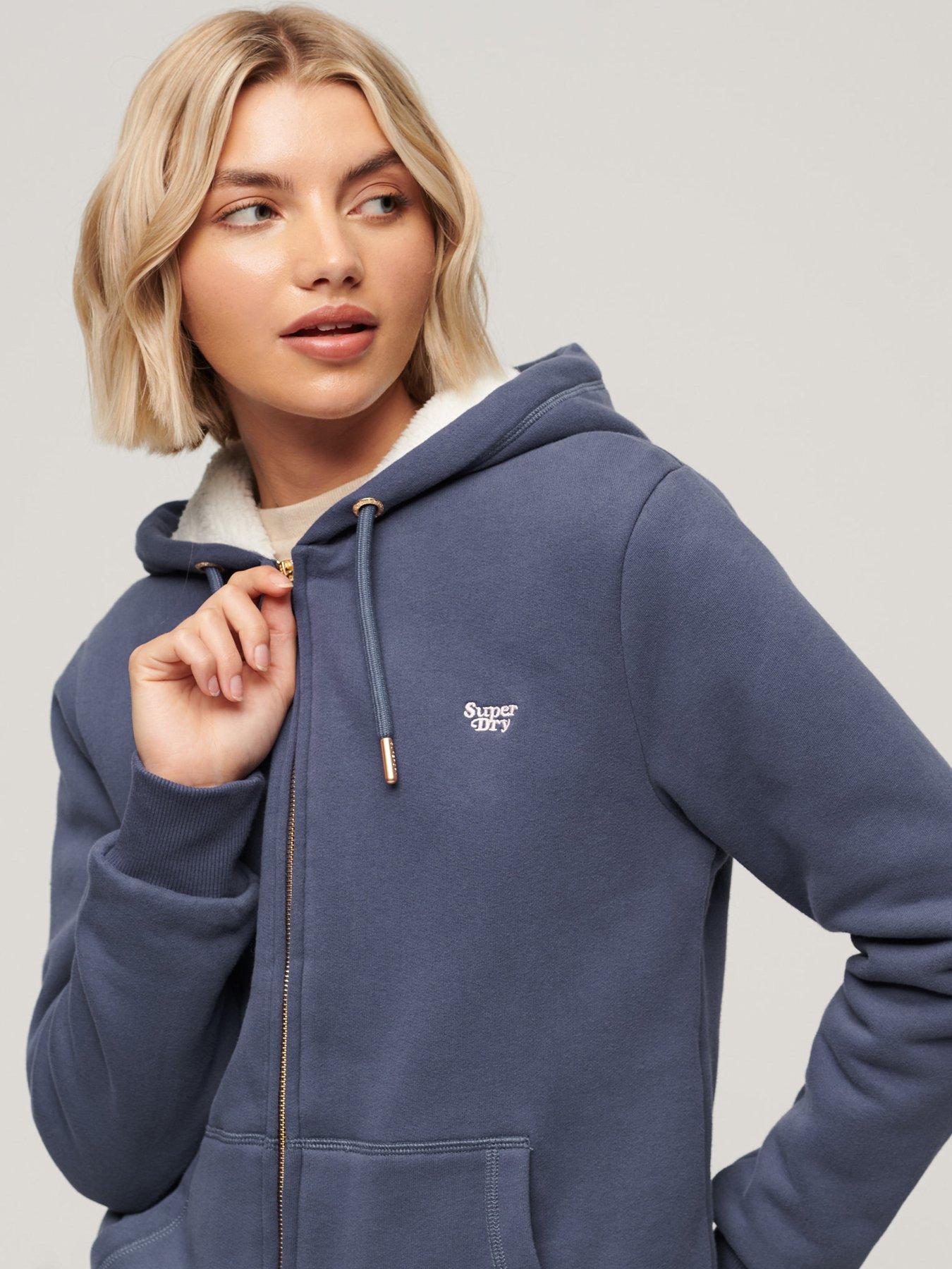 Superdry Essential Borg Lined Zip Hoodie Navy very