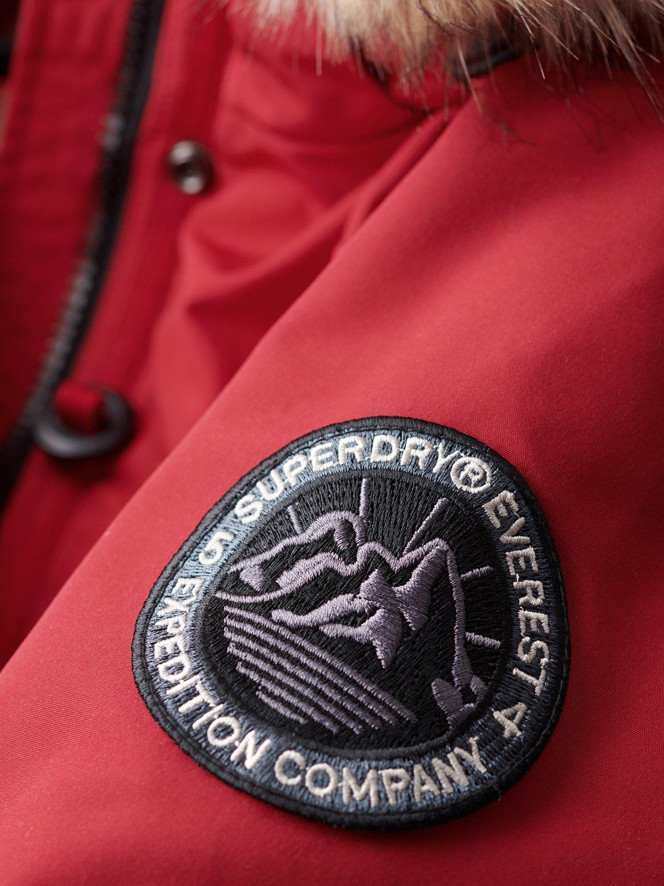 Image 5 of 6 of Superdry Everest Faux Fur Hooded Parka Coat - Red