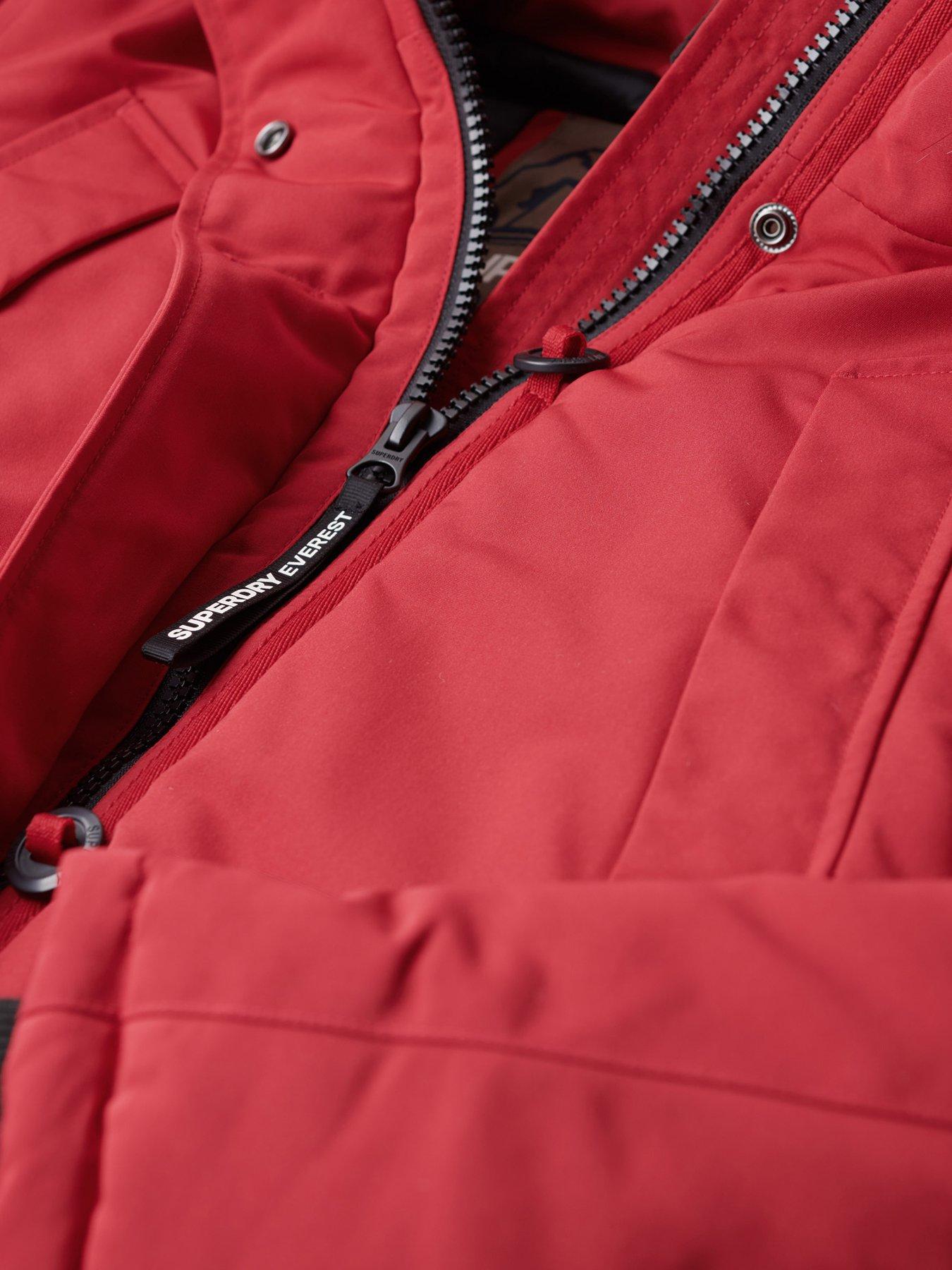 Image 6 of 6 of Superdry Everest Faux Fur Hooded Parka Coat - Red