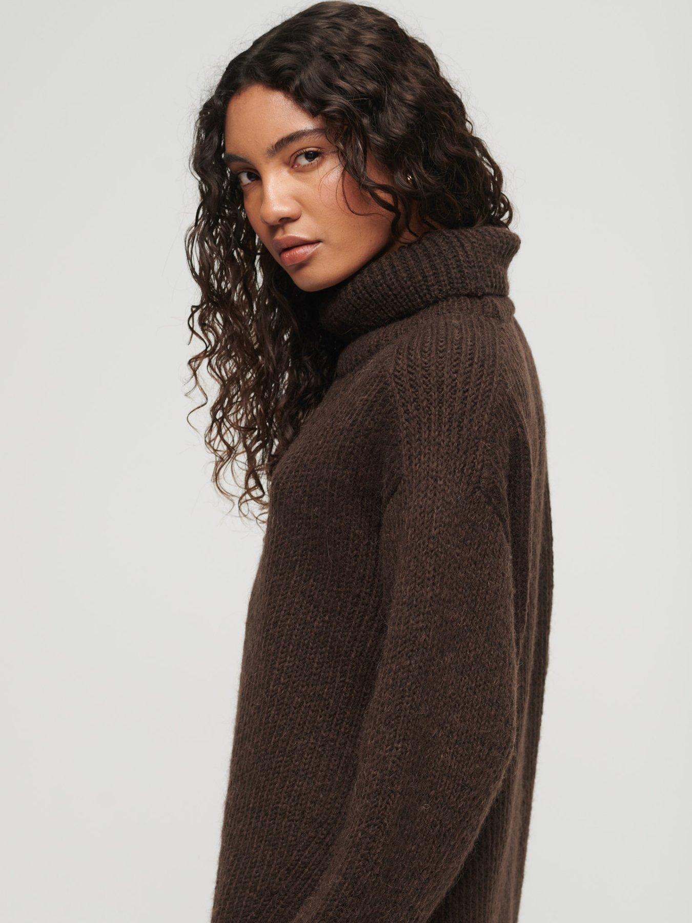 Superdry Knitted Roll Neck Jumper Dress - Brown