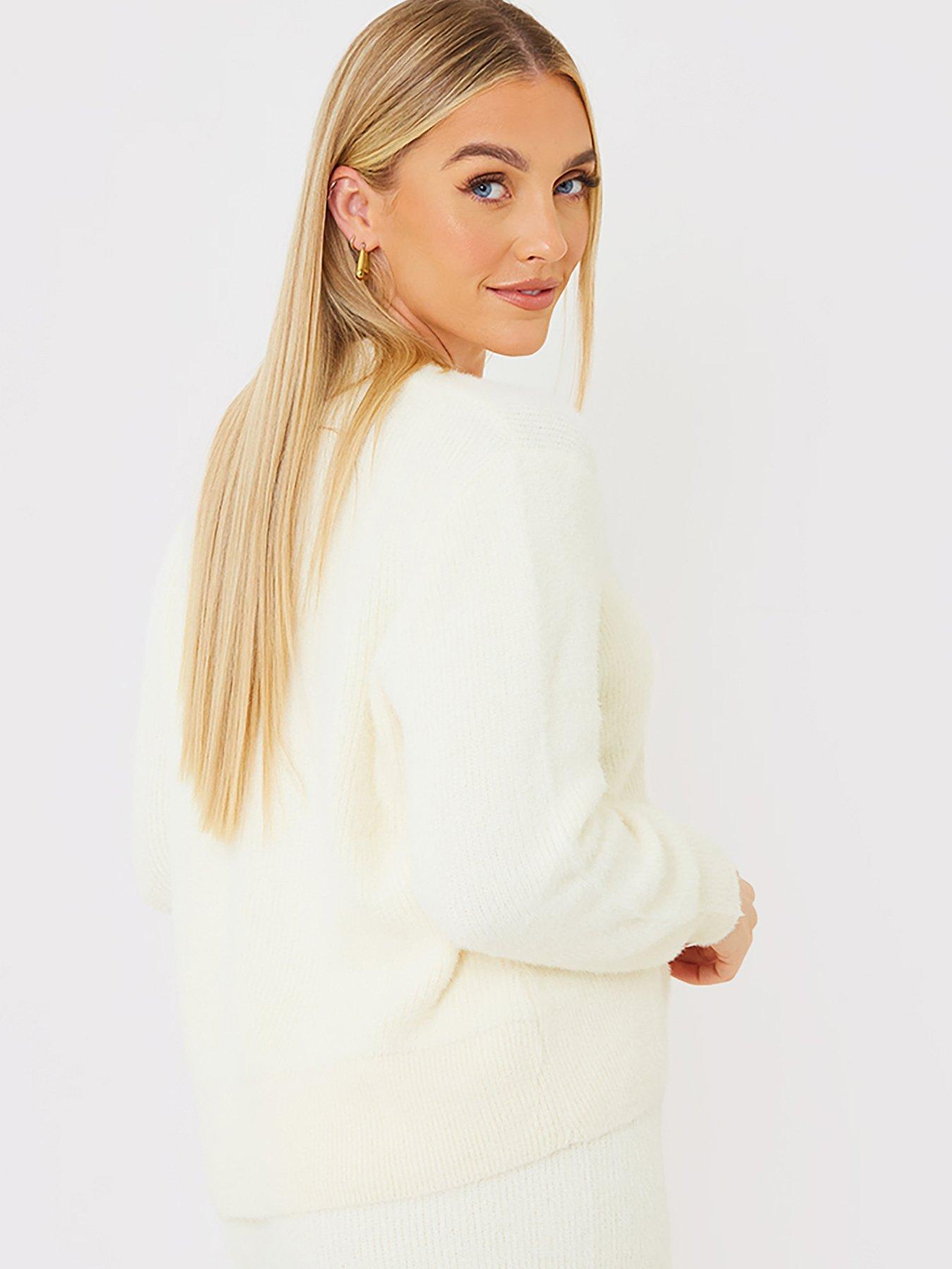 White fluffy clearance cardigan uk