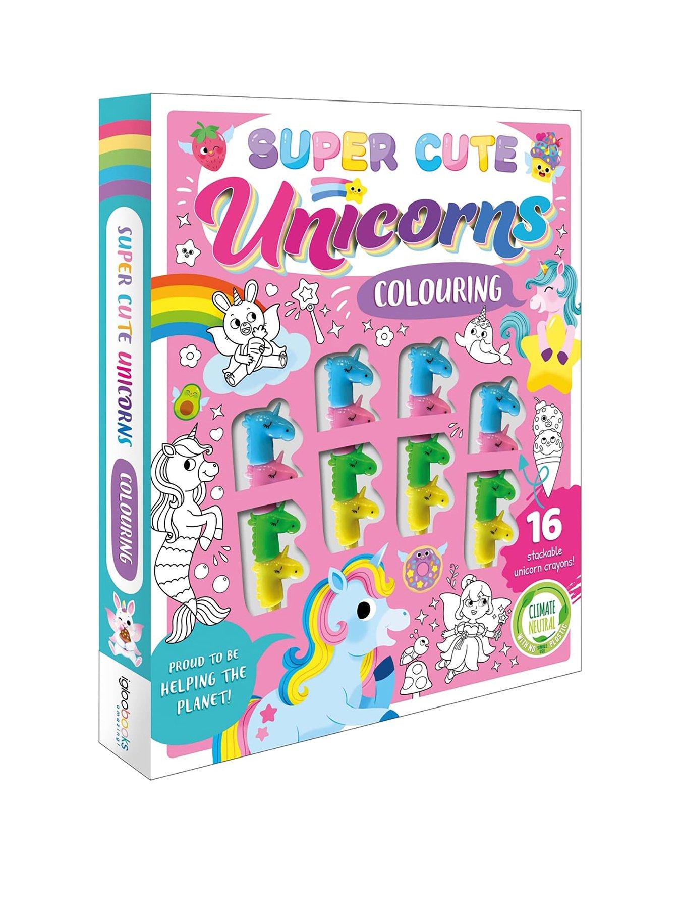 Image 1 of 3 of Unicorn Super Cute Unicorns Colouring Book & Crayon Set