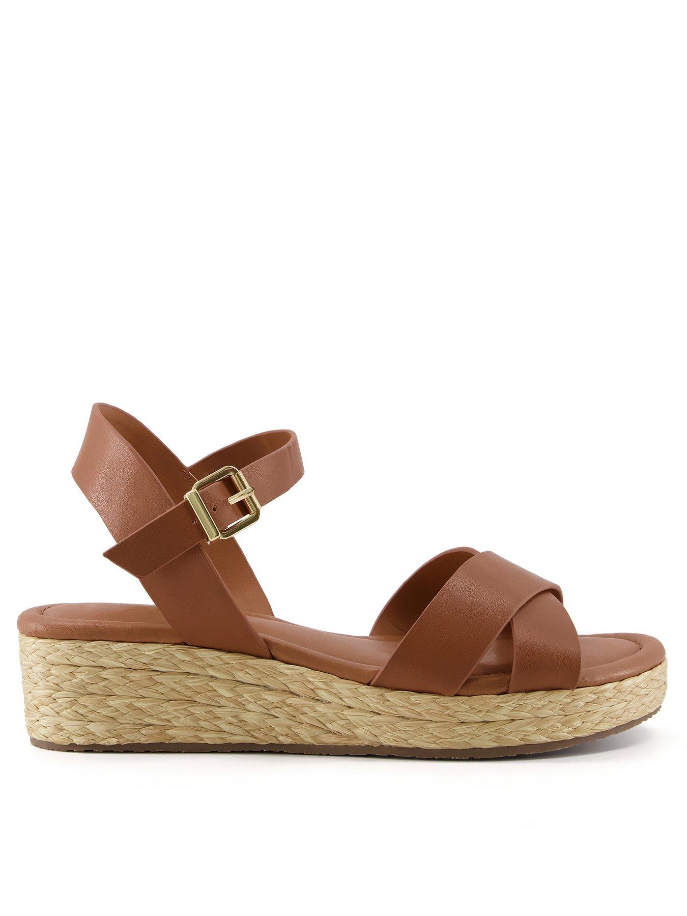 Dune store tan wedges