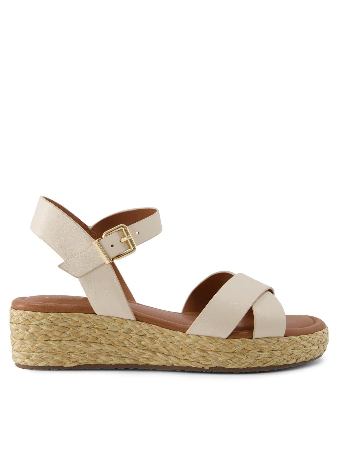 Tan wedge sale sandals wide fit