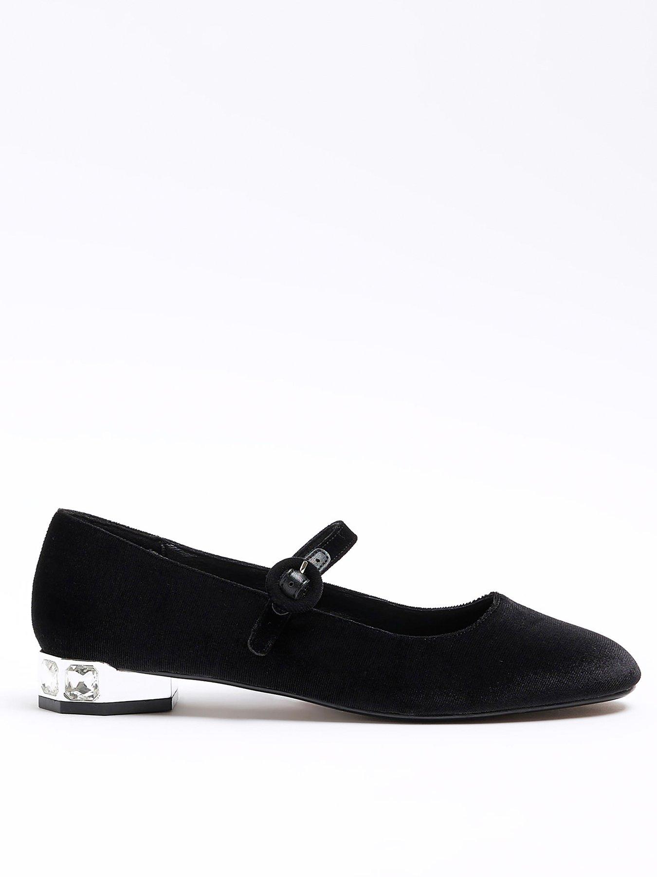 River Island Diamante Heel Mary Jane Shoes Black Very