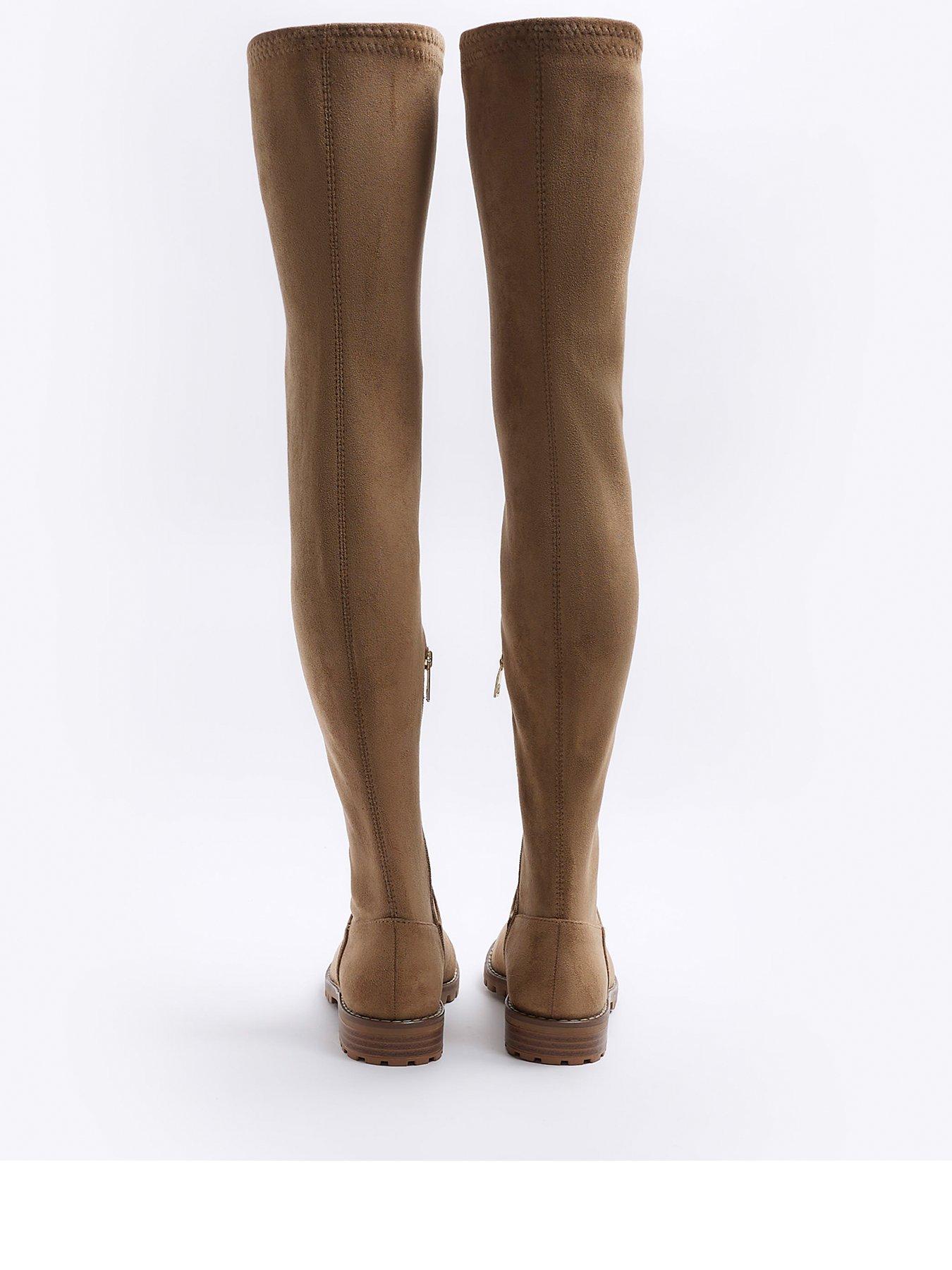 Stretch Over The Knee Boot Beige