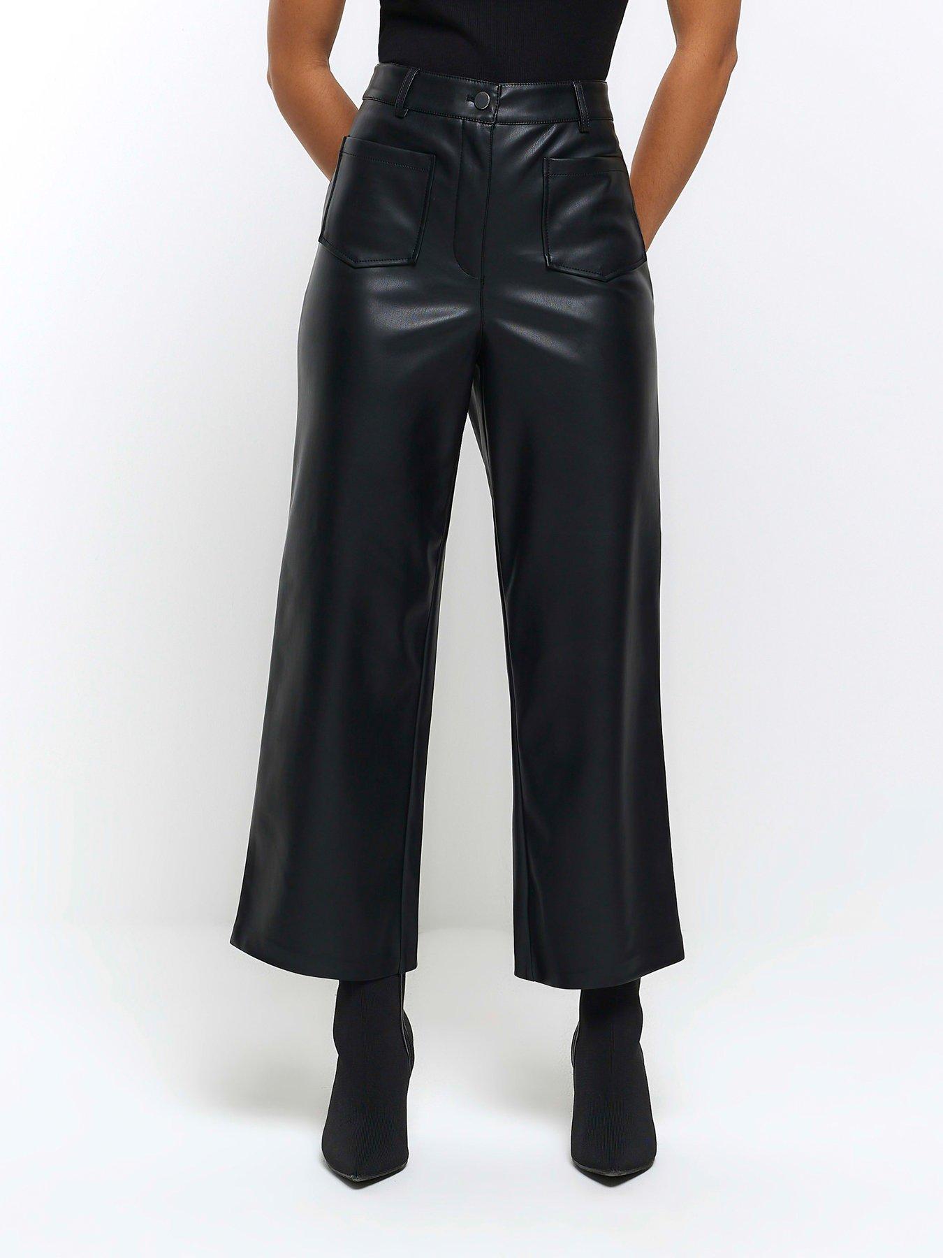 River Island Pu Crop Trouser - Black