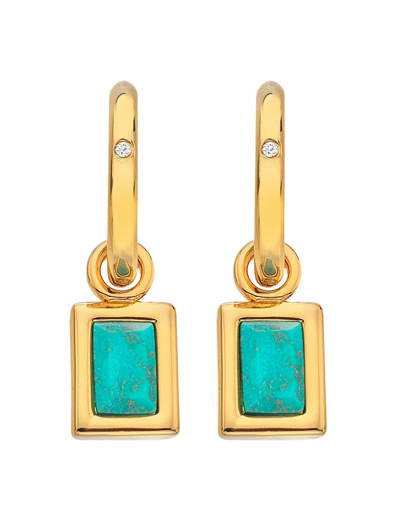Product photograph of Hot Diamonds Hdxgem Rectangle Earrings - Turquoise from very.co.uk