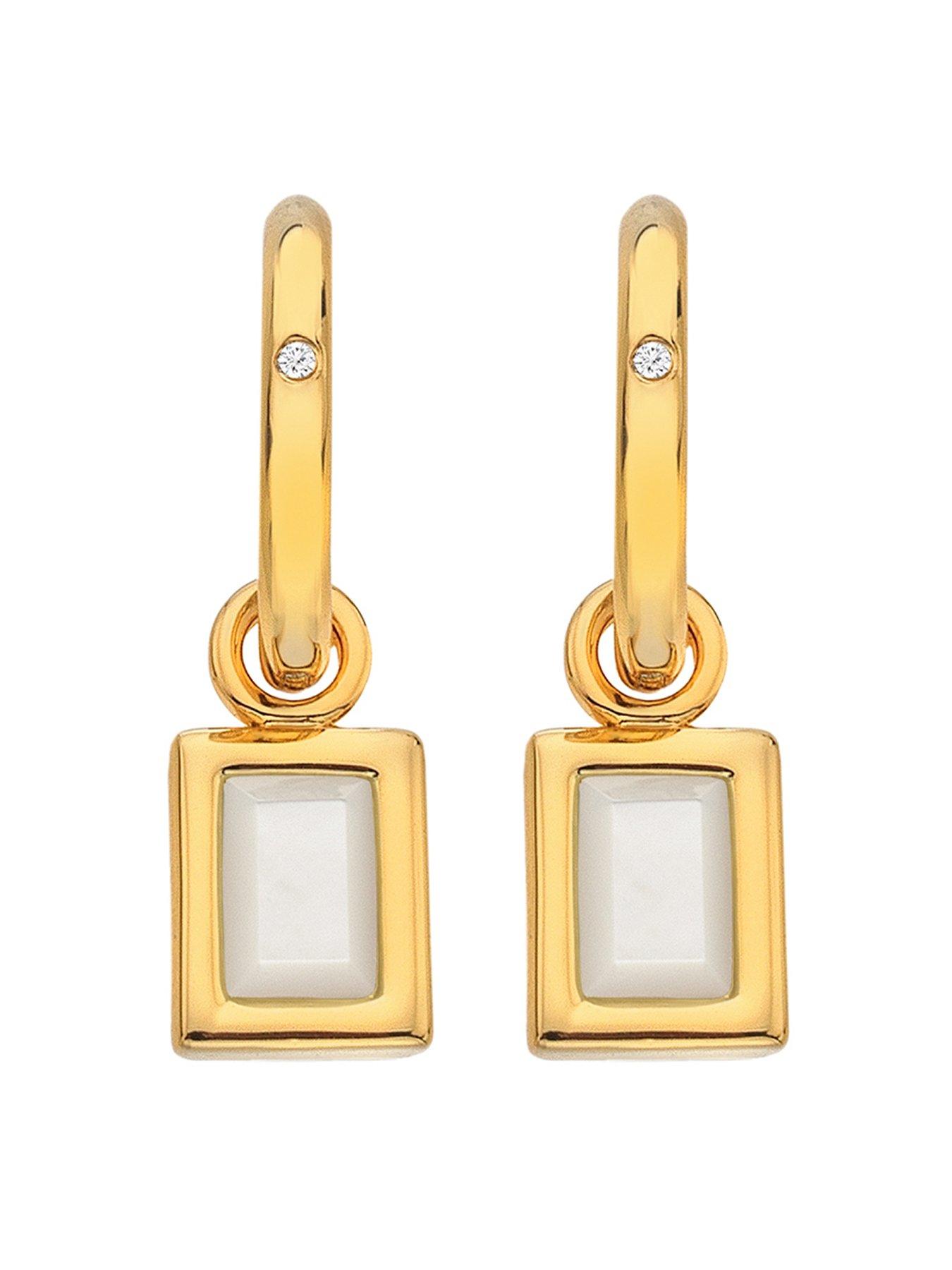 Product photograph of Hot Diamonds Hdxgem Rectangle Earrings - Mother Of Pearl from very.co.uk