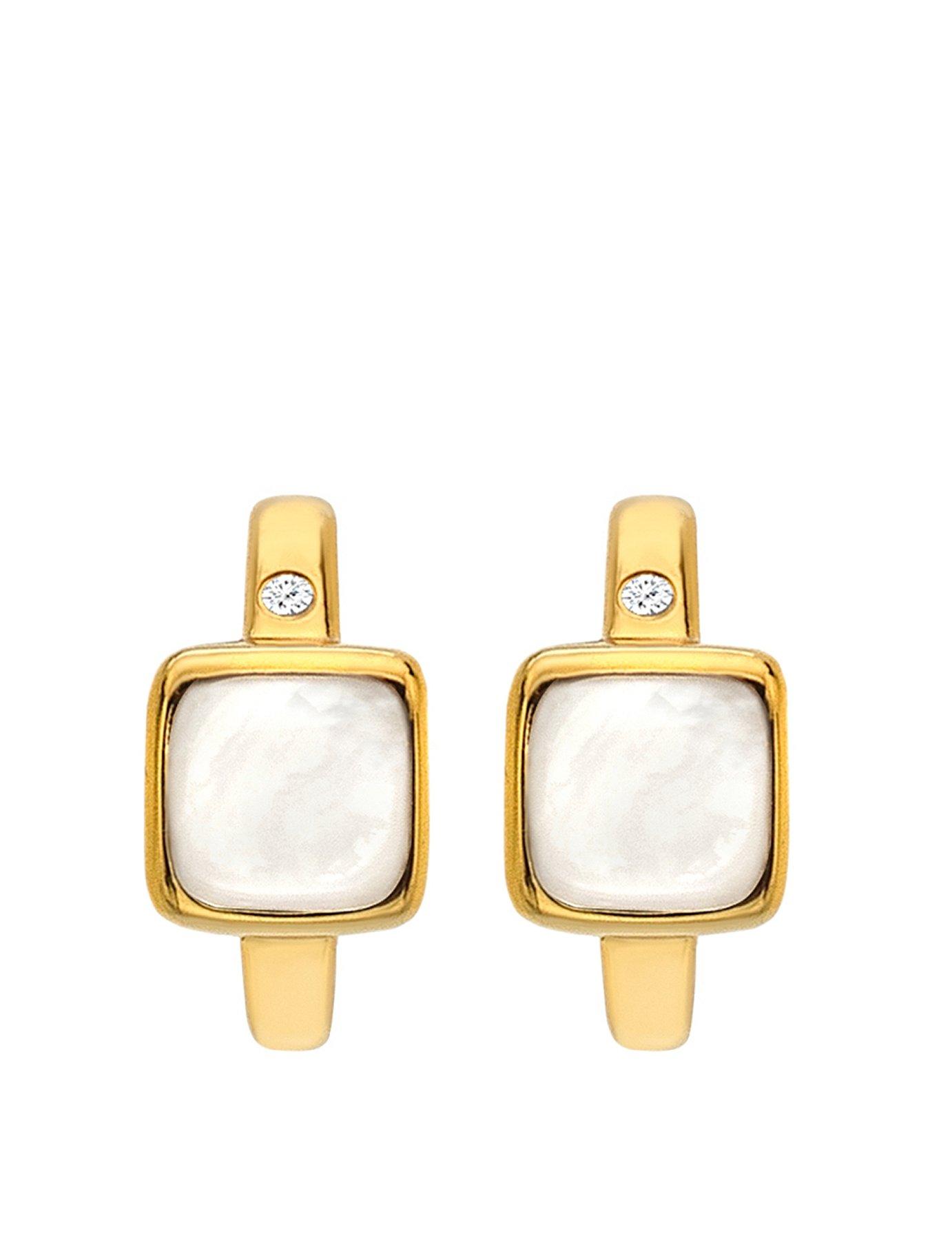 Square hot sale huggie earrings