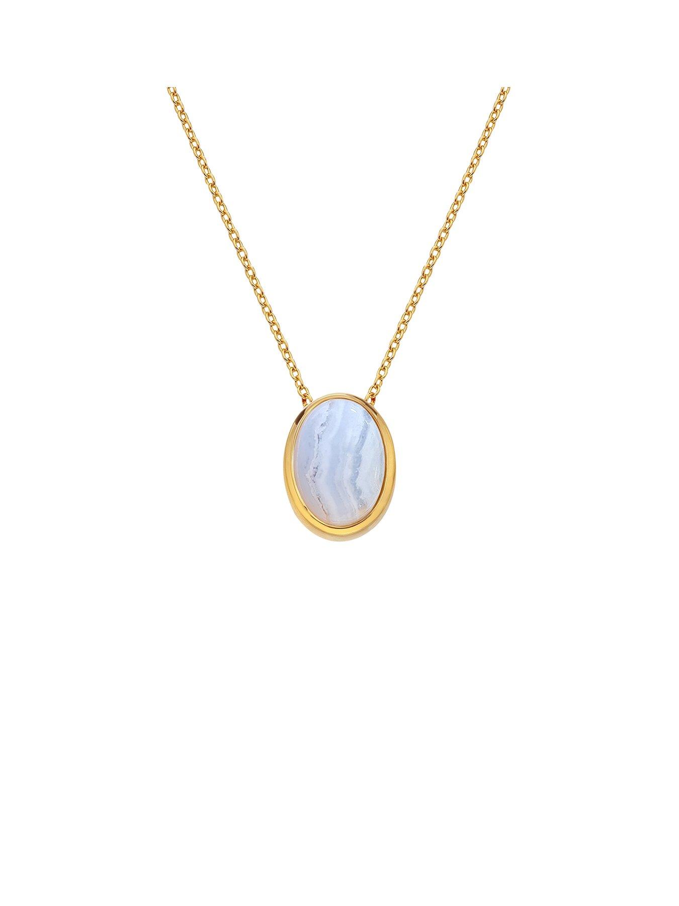Product photograph of Hot Diamonds Hdxgem Oval Necklace - Blue Lace Agate from very.co.uk