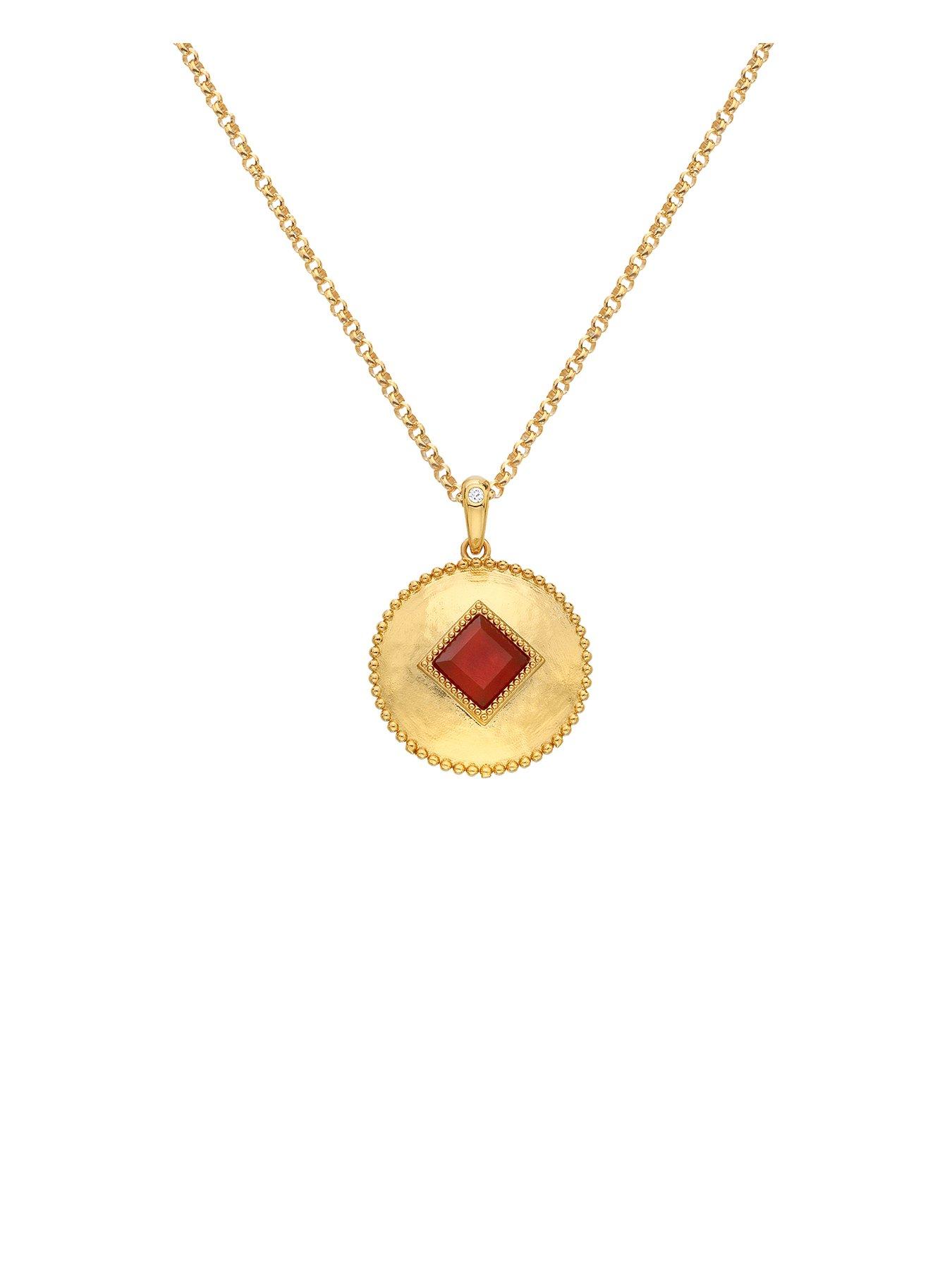 Product photograph of Hot Diamonds Hdxgem Coin Pendant - Red Agate from very.co.uk
