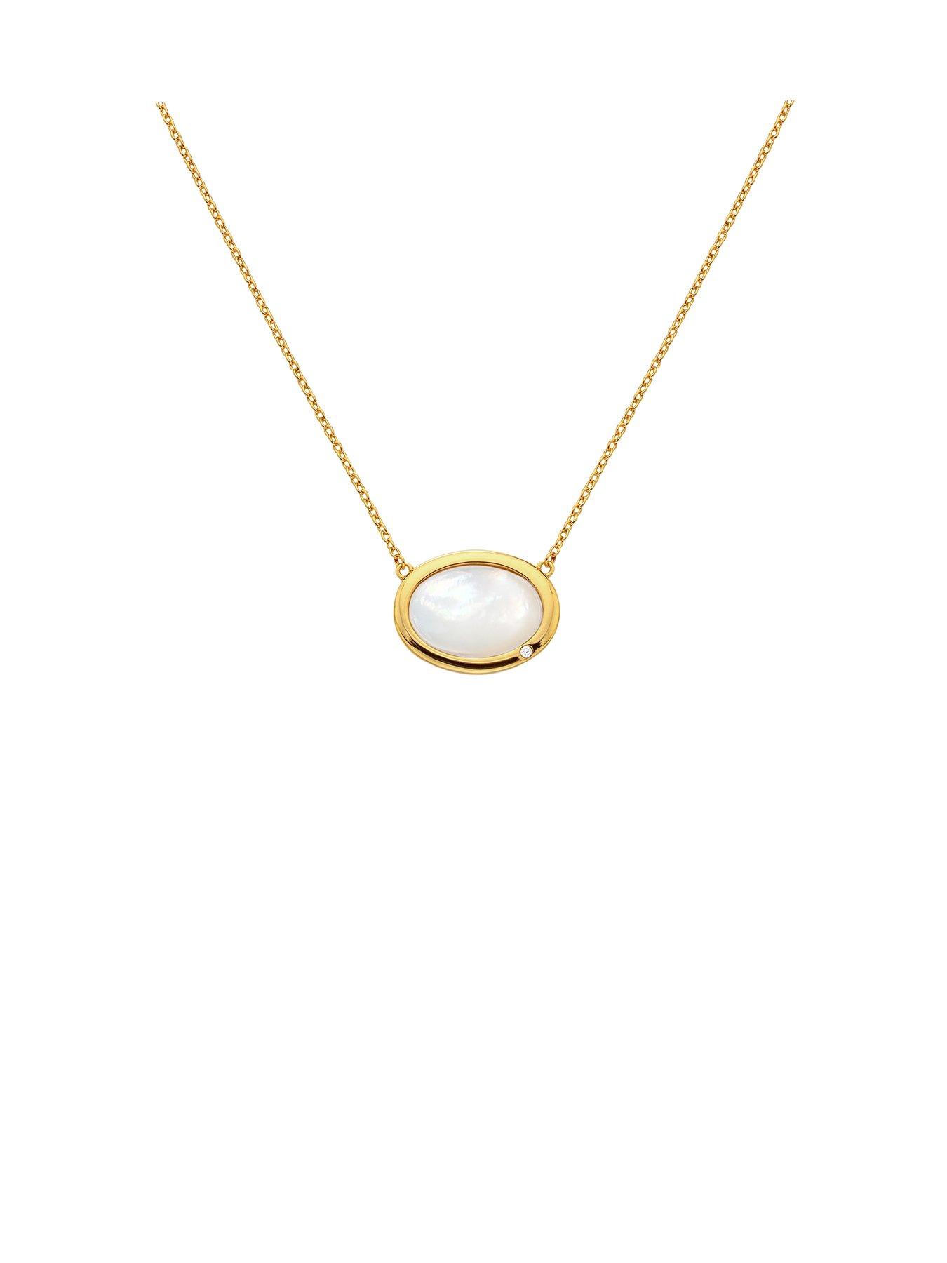 Product photograph of Hot Diamonds Hdxgem Horizontal Oval Necklace - Mother Of Pearl from very.co.uk