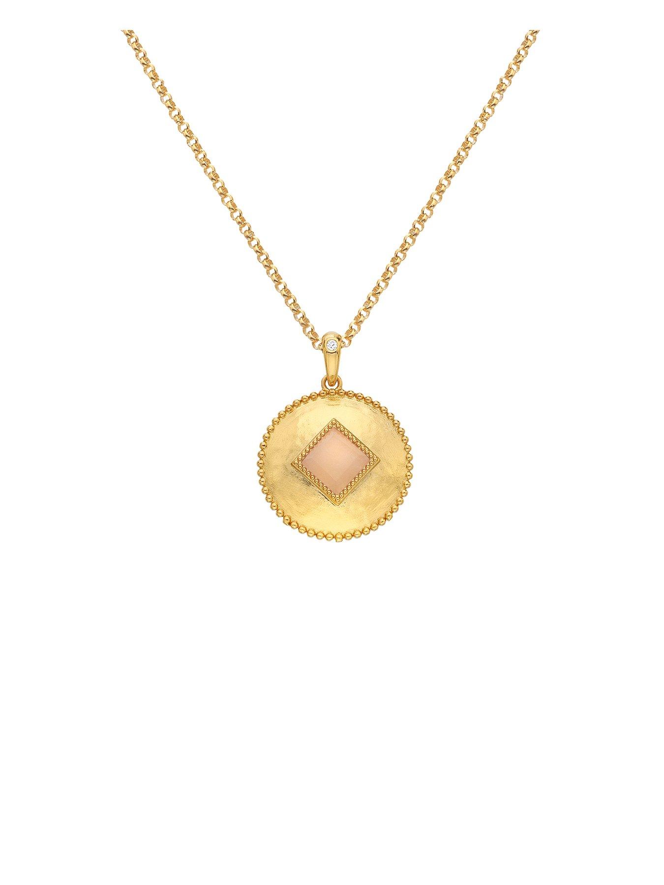 Product photograph of Hot Diamonds Hdxgem Coin Pendant - Pink Quartz from very.co.uk