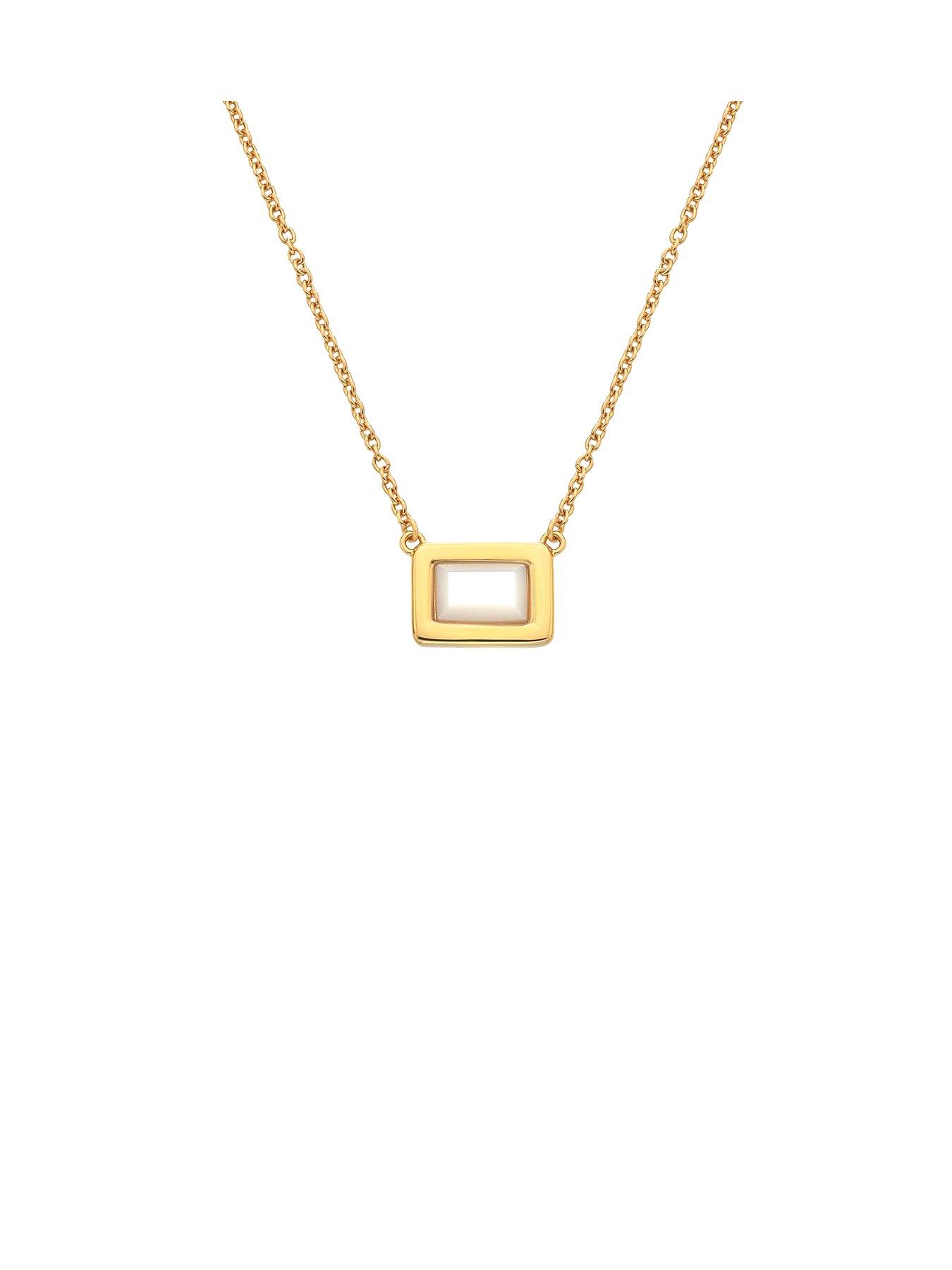 Product photograph of Hot Diamonds Hdxgem Rectangle Necklace - Mother Of Pearl from very.co.uk