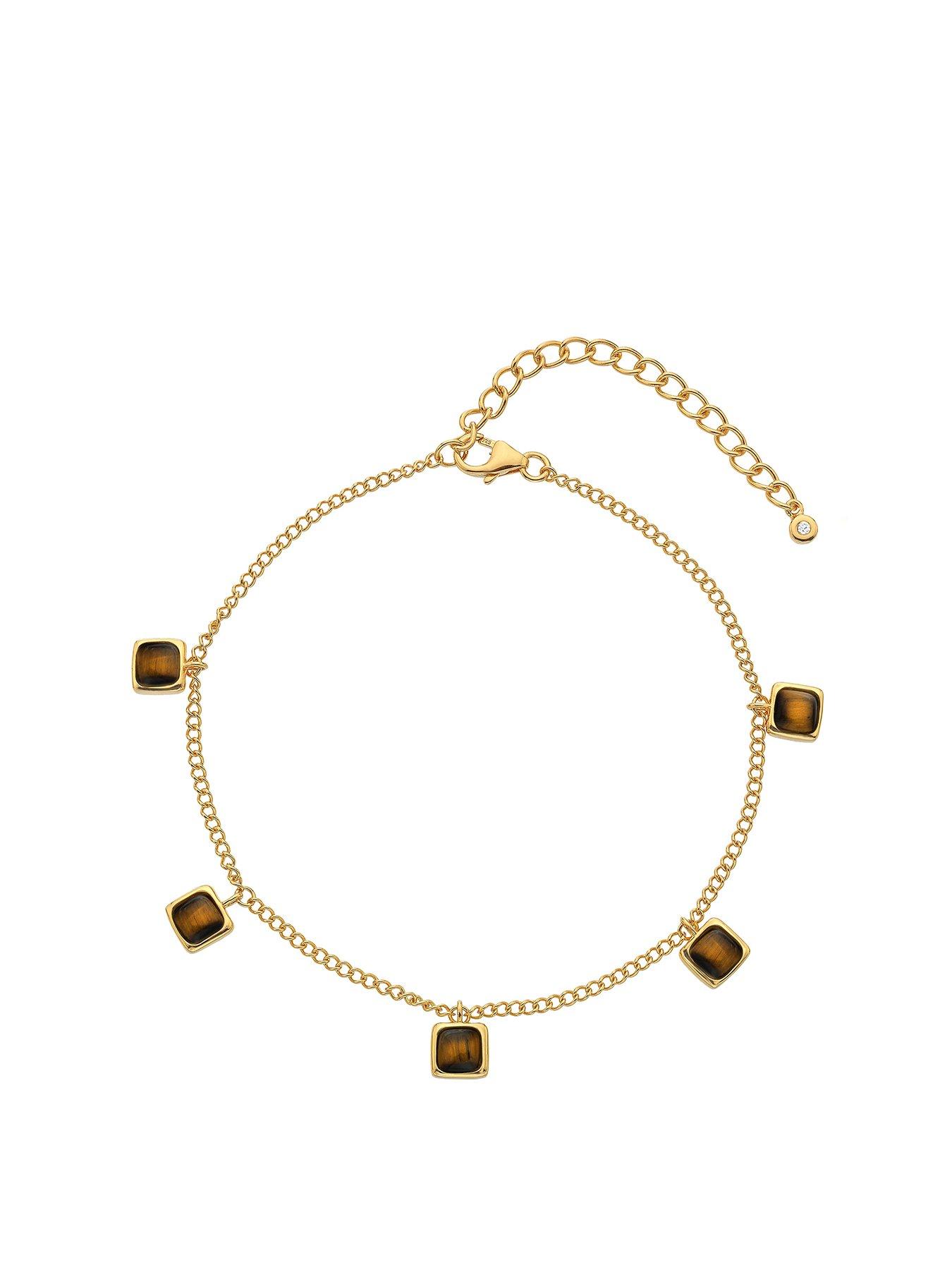 Product photograph of Hot Diamonds Hdxgem Square Bracelet - Tigers Eye from very.co.uk