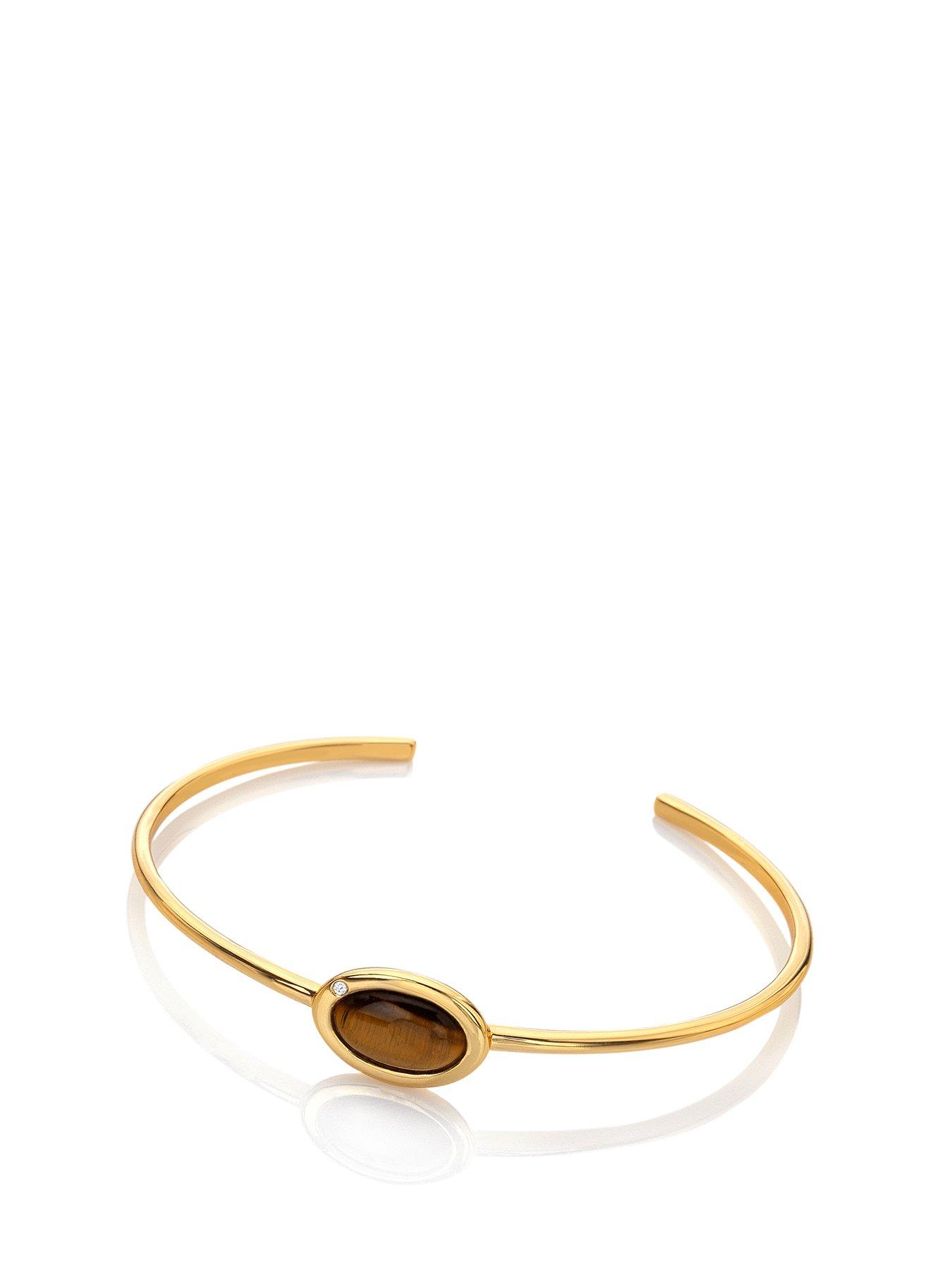 Product photograph of Hot Diamonds Hdxgem Horizontal Oval Bangle - Tigers Eye from very.co.uk