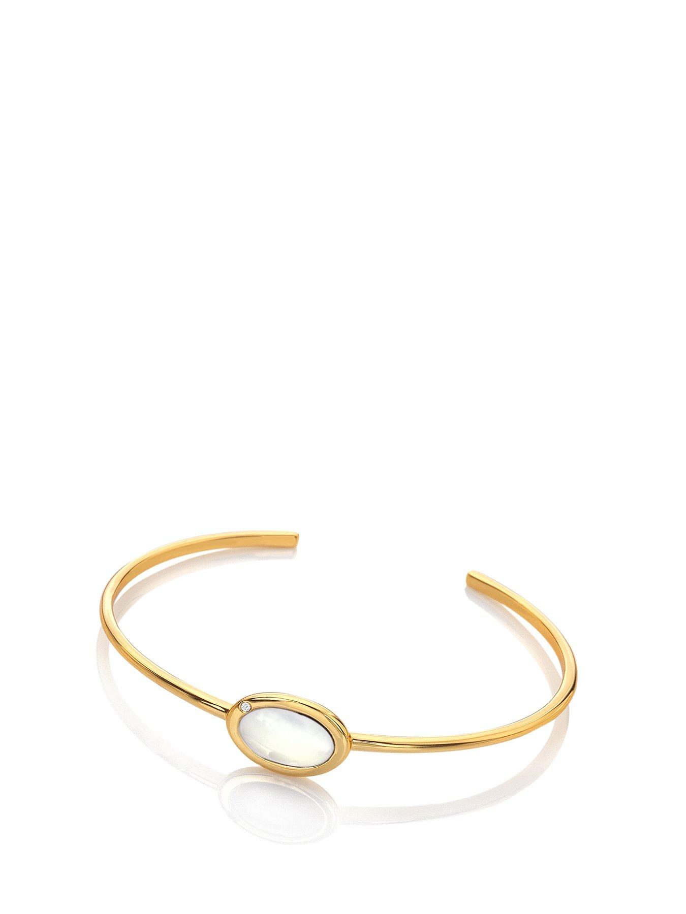 Product photograph of Hot Diamonds Hdxgem Horizontal Oval Bangle - Mother Of Pearl from very.co.uk