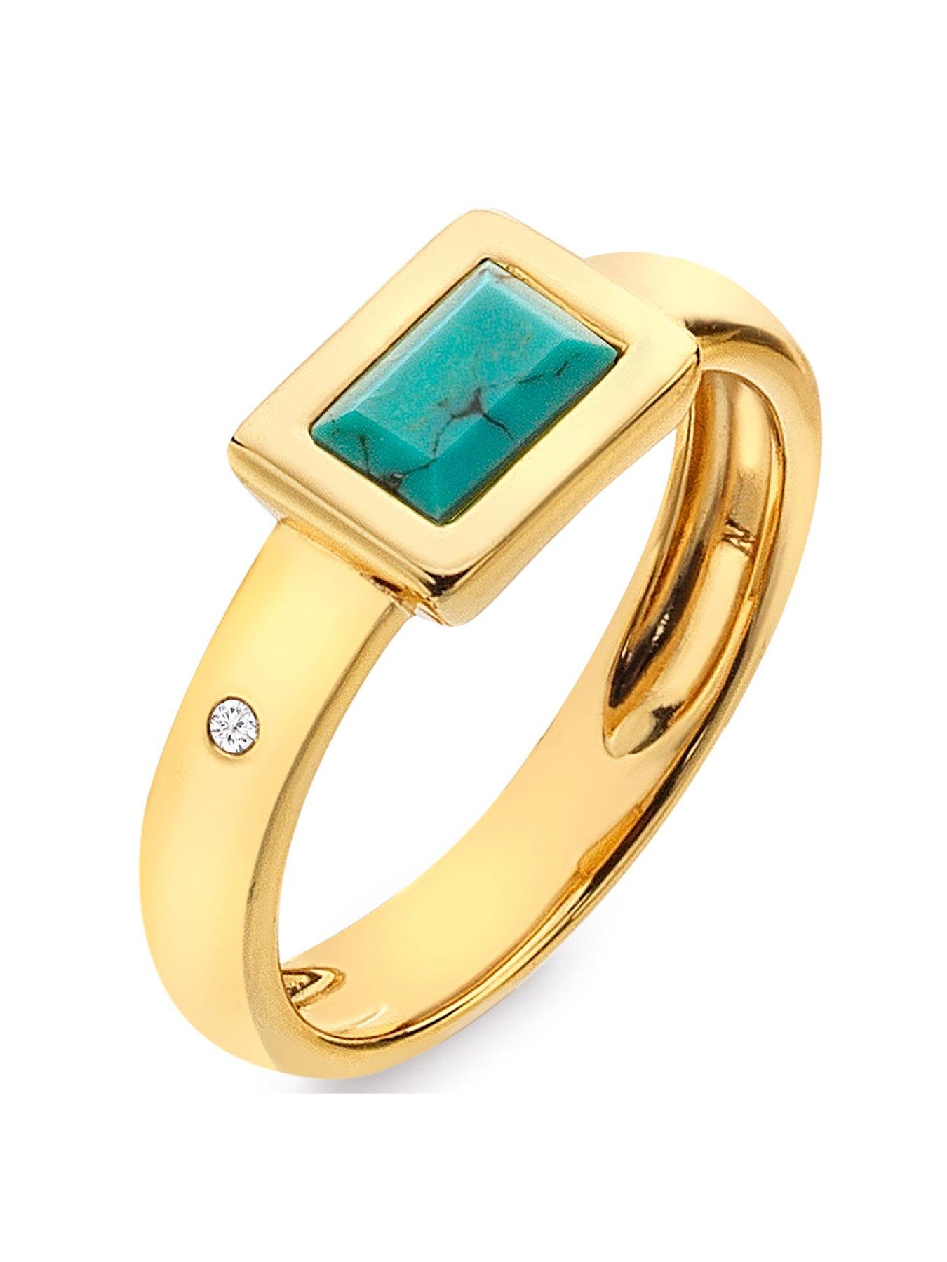 Product photograph of Hot Diamonds Hdxgem Rectangle Ring - Turquoise from very.co.uk