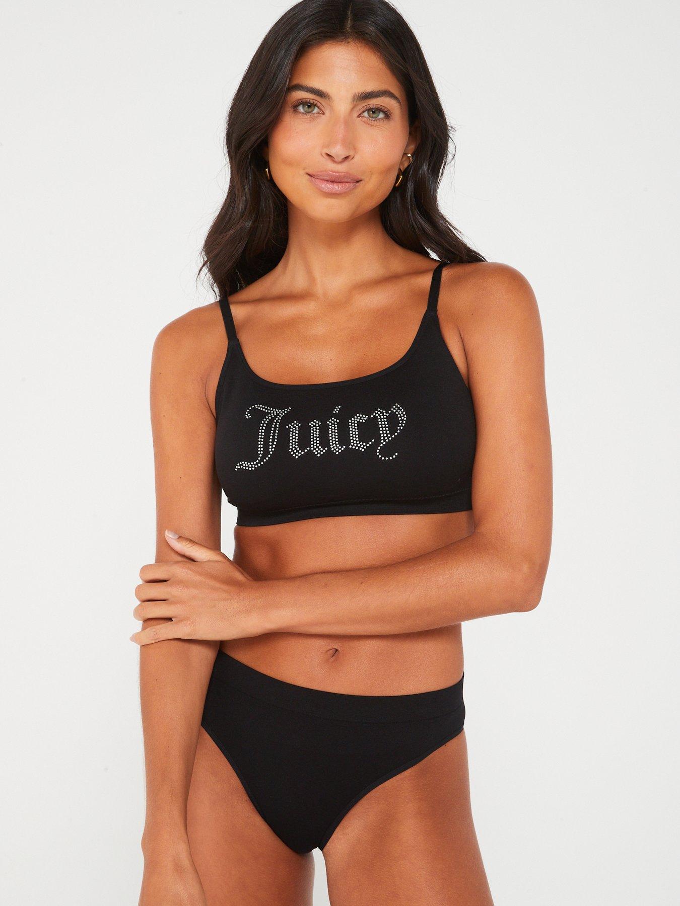 Juicy Couture Seamless Diamante Logo Scoop Neck Bralette & High