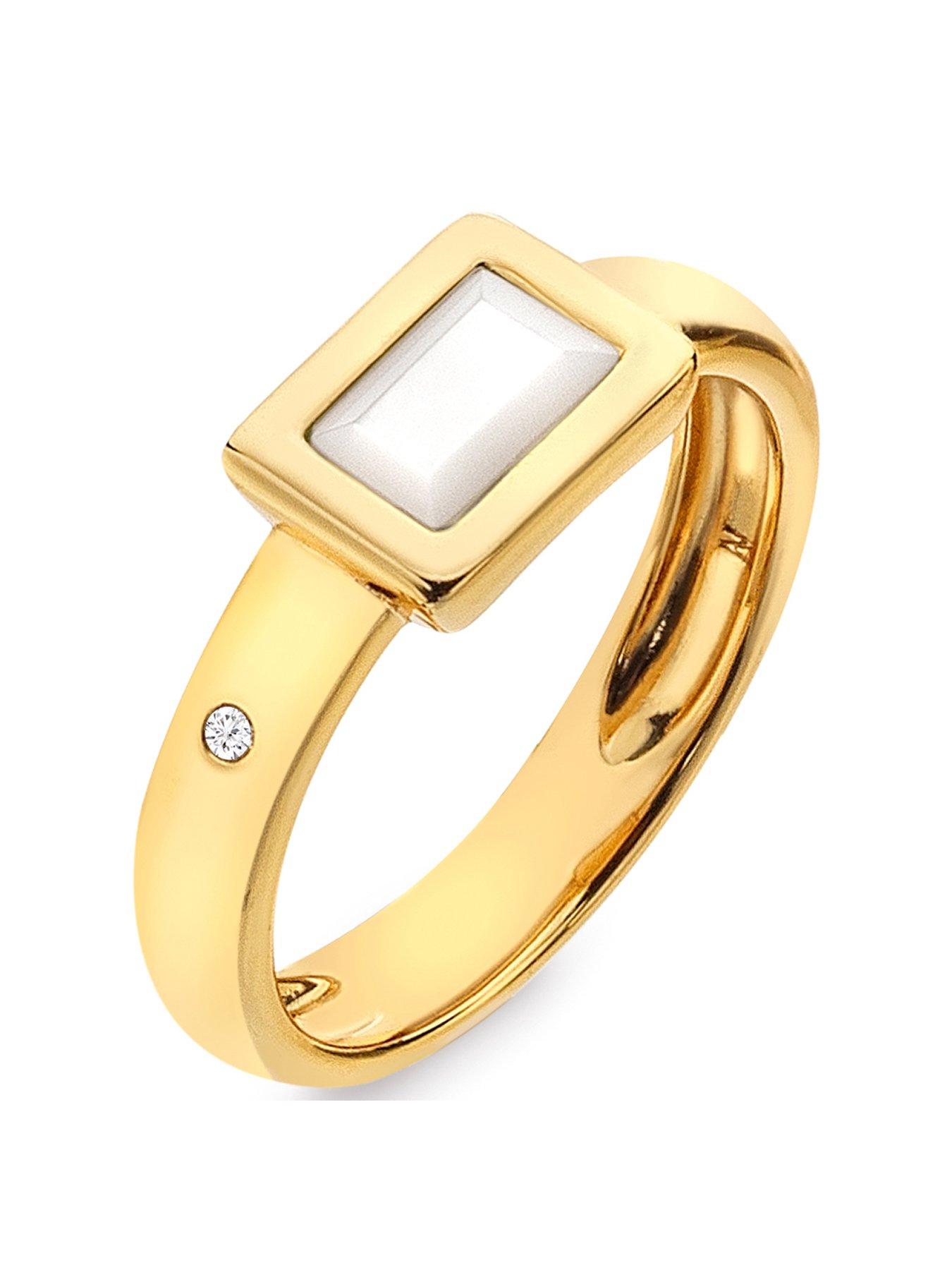Product photograph of Hot Diamonds Hdxgem Rectangle Ring - Mother Of Pearl from very.co.uk