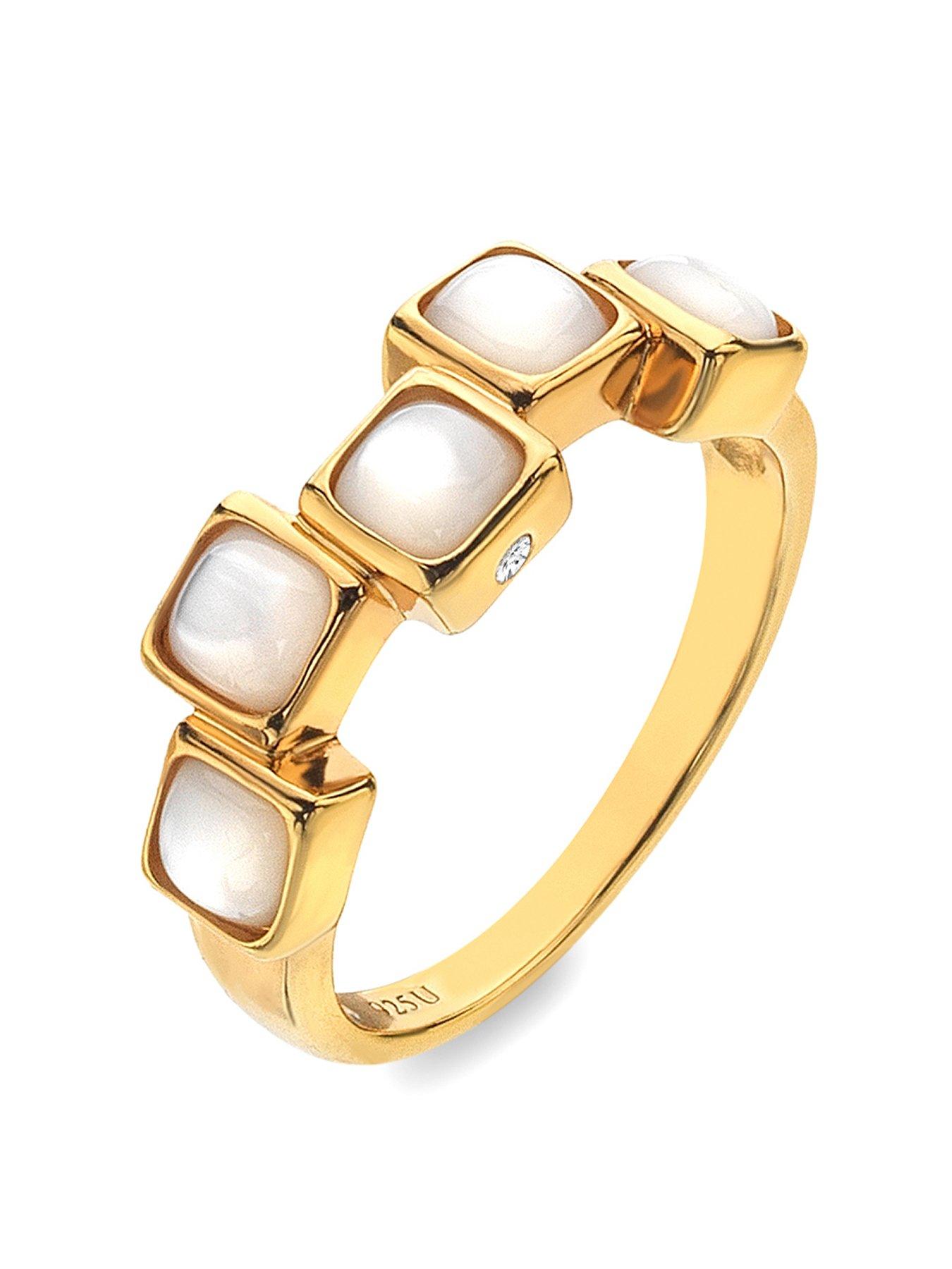 Product photograph of Hot Diamonds Hdxgem Square Stepped Ring - Mother Of Pearl from very.co.uk