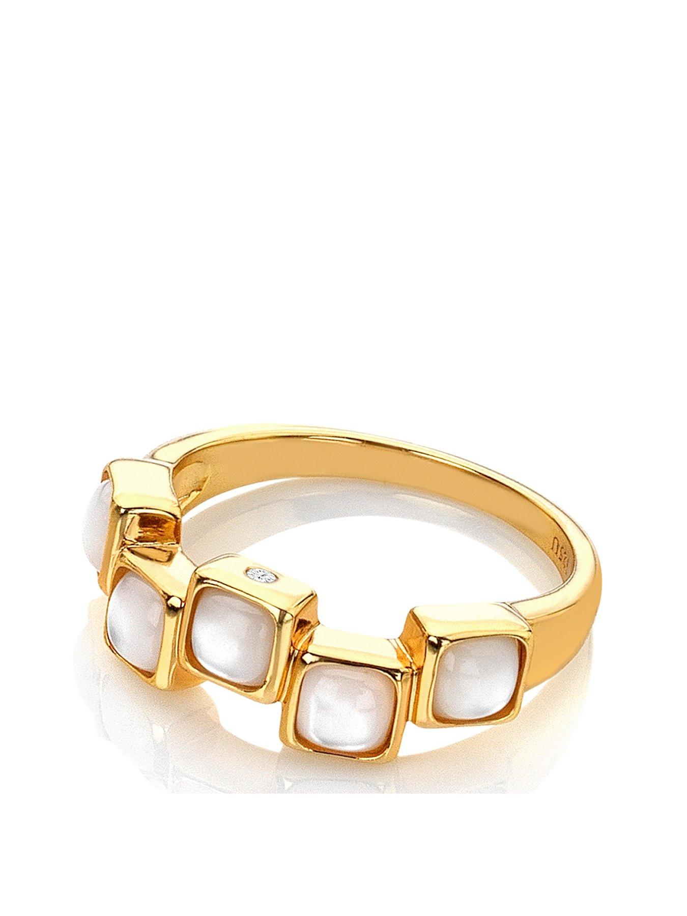 Image 2 of 4 of Hot Diamonds HDXGEM Square Stepped Ring - Mother of Pearl